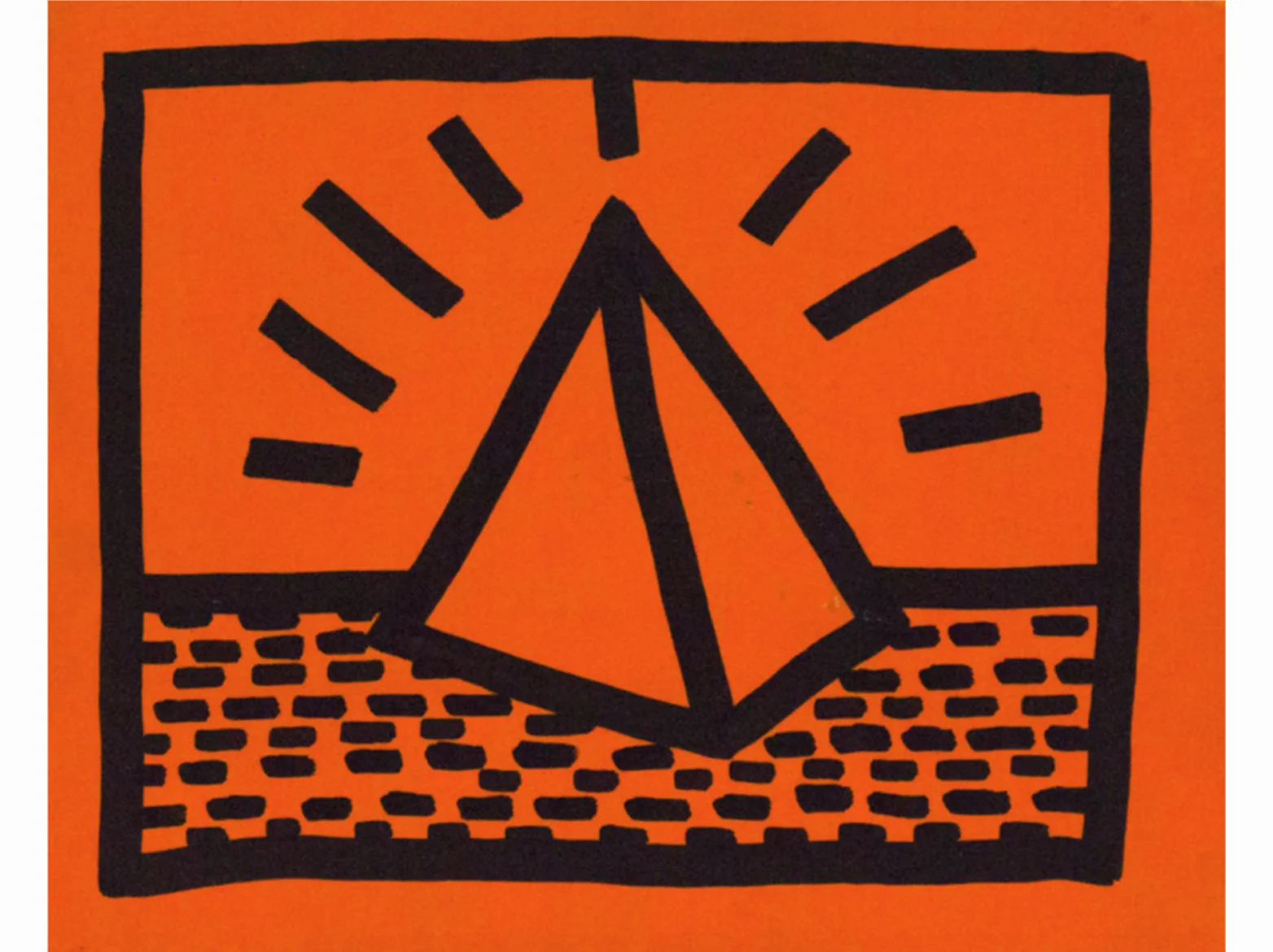 Keith Haring Untitled | 1982 | fluorescent paint and black marker on wood | 22,35 x 17,27 cm.