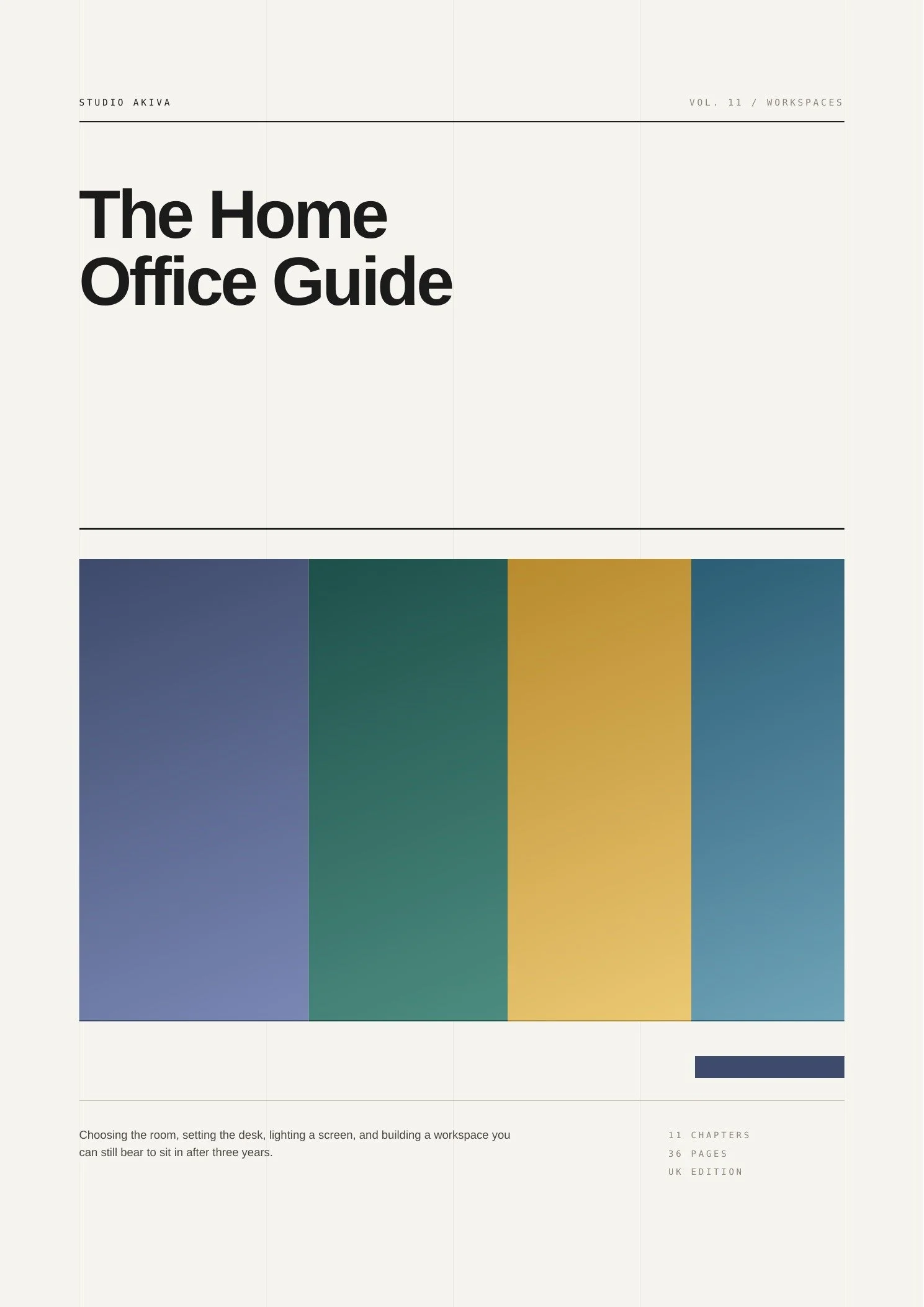 The Home Office Guide, Volume 11 of the Studio Akiva guides, a 36-page A4 PDF on designing a home workspace