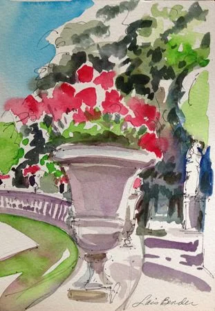 Urns of Geraniums- Jardin du Luxembourg, Paris