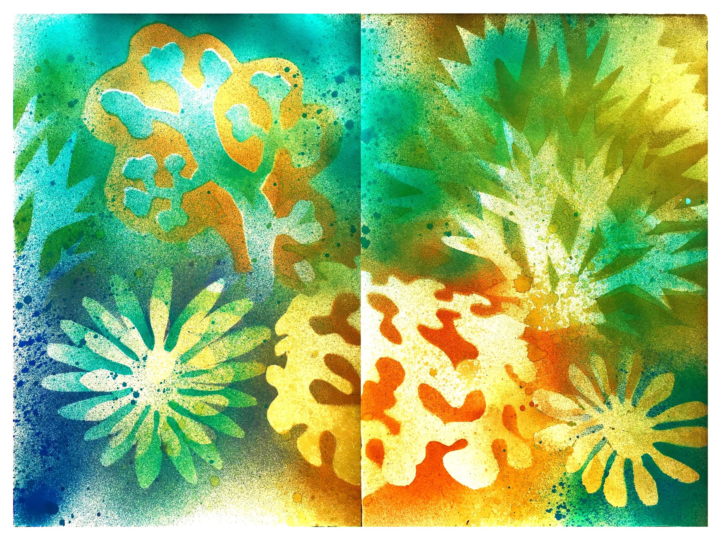 The Coral Reef Sea Garden Diptych 