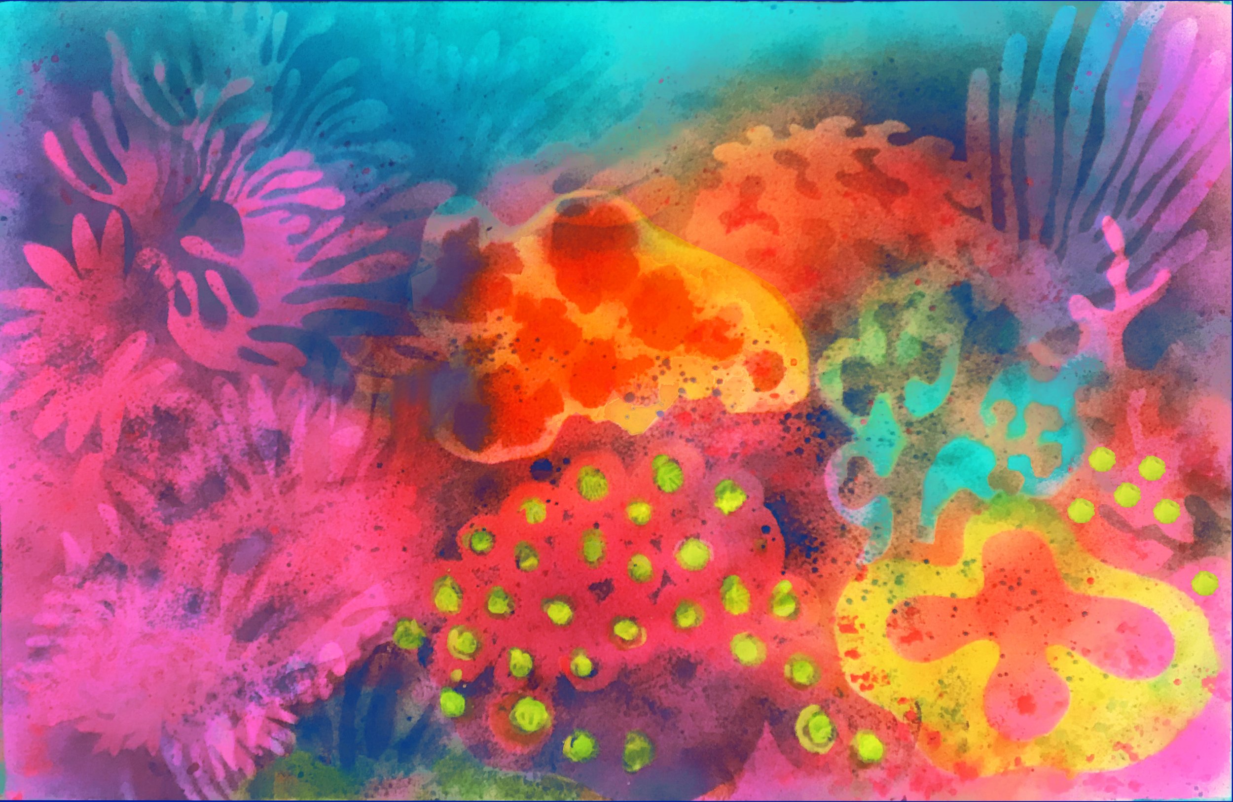Coralscape Memento Mori No.02  ....Stencil Painting ....26x40in  ....2022