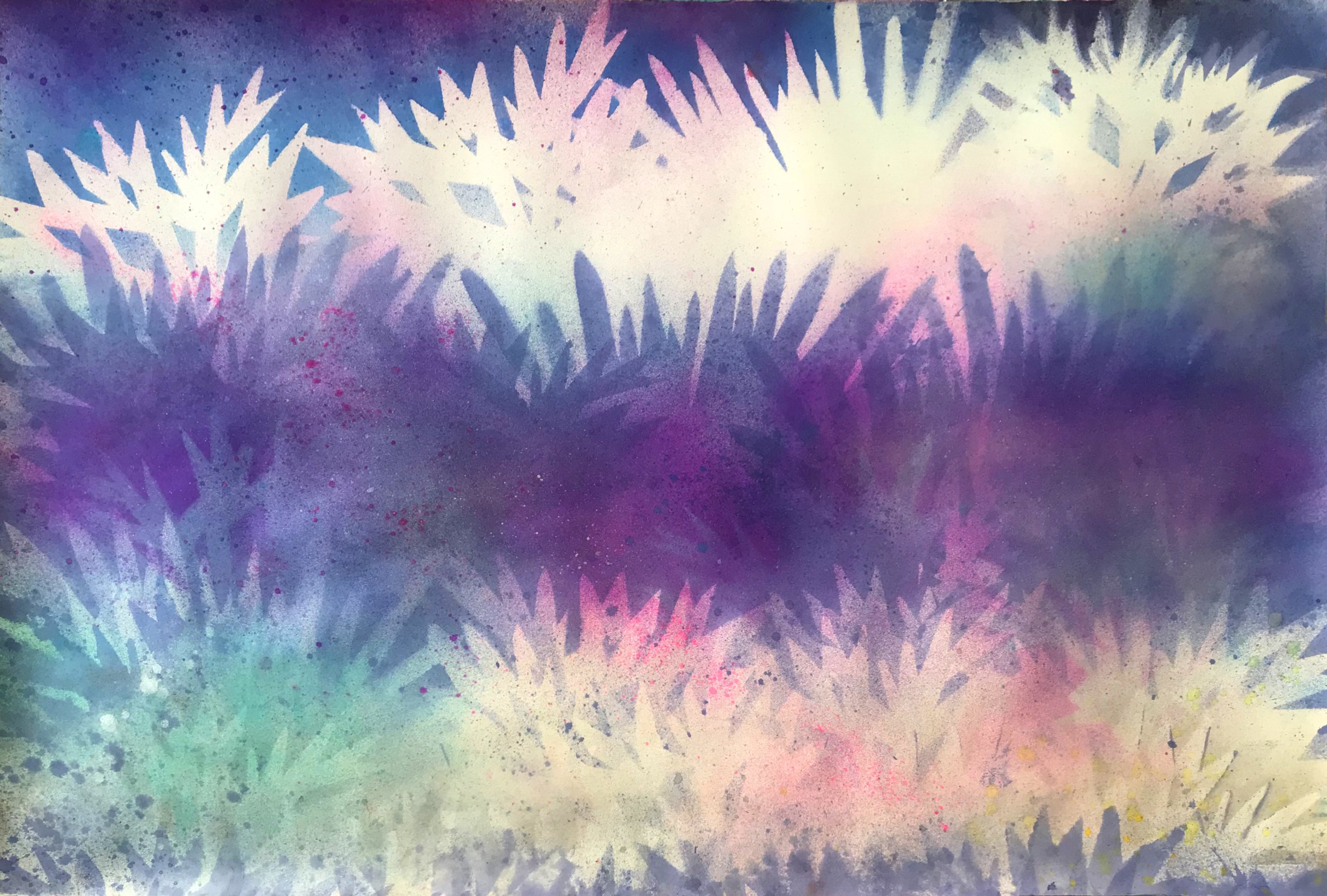 Coralscape Memento Mori No.08 ....Stencil Painting ....26x40in ....2022