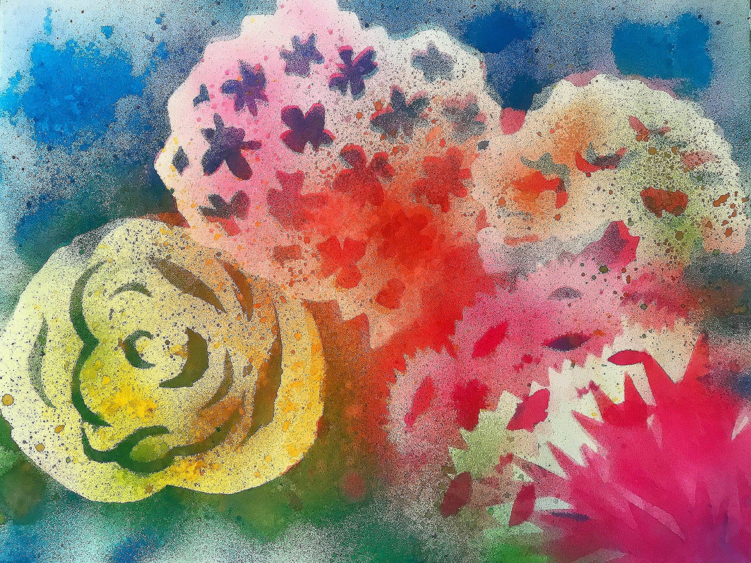 Coral Reef No.22  ....Stencil Painting ....26x40in  ....2022