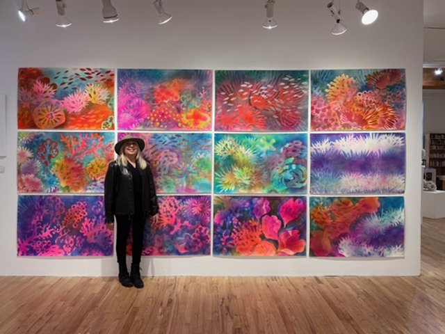Kaleidoscope of Coralscapes 12-Panel Wall Installation (80 x 160in) with Curator M.Annenberg