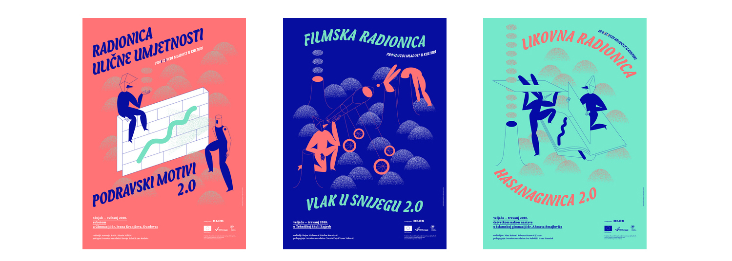 Workshop posters – Street art, Moviemaking, Bookmaking
