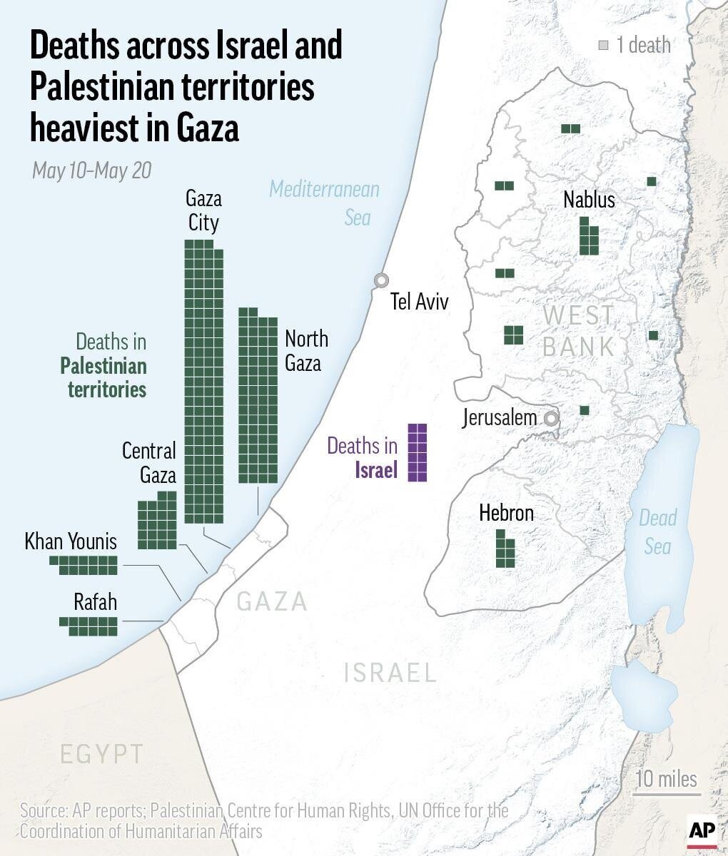 Map of Casualties in the Israel-Palestine 2021 Conflict