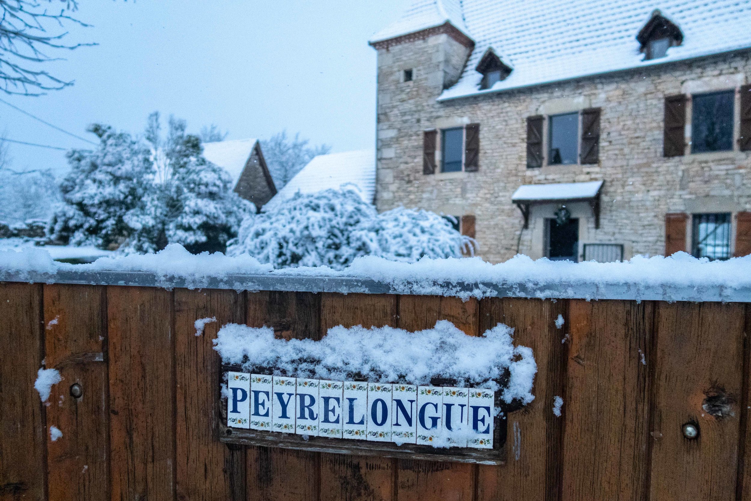 The Mas de Peyrelongue under the snow...