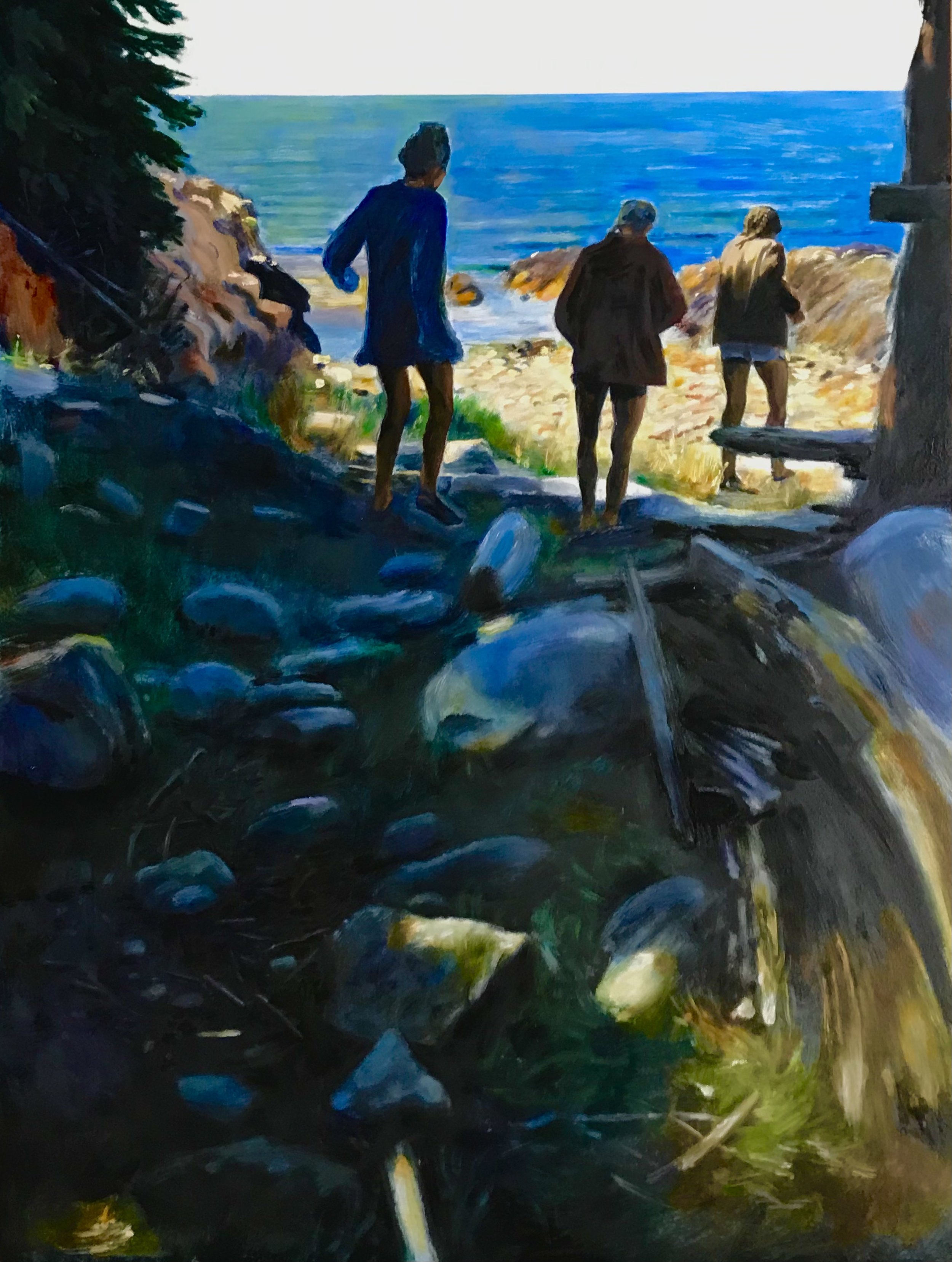 “Stepping out into the Light”  Oil on panel  (24 x 32)