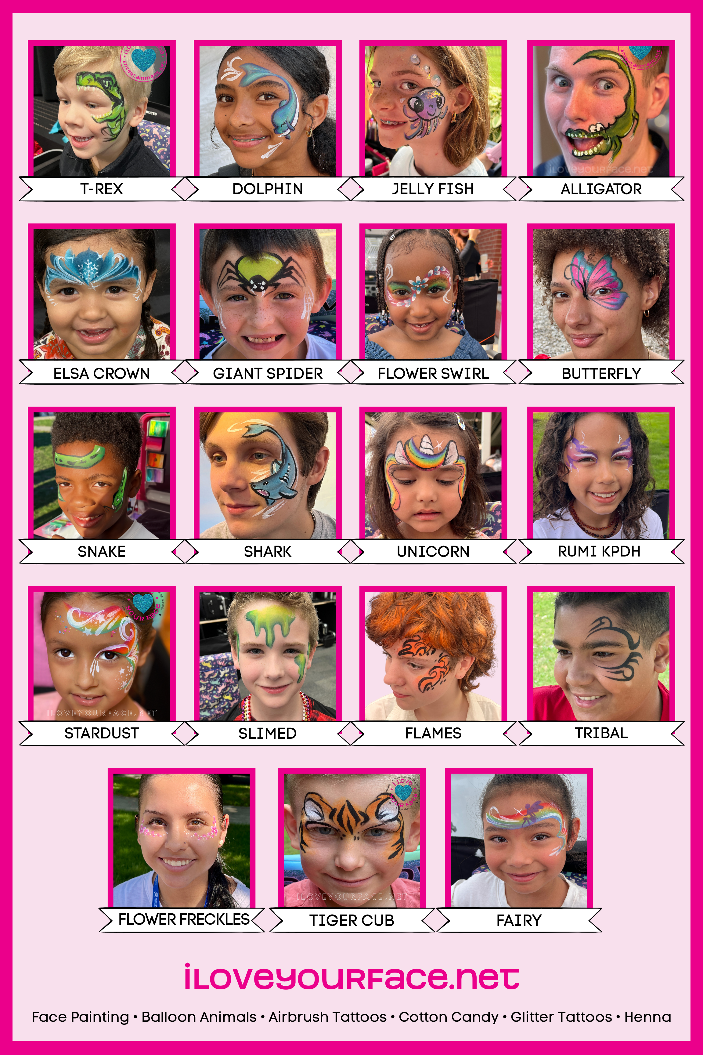 Face Painting designs for the Meijer LPGA Classes event held at Blythefield Hill County Club Golf Course