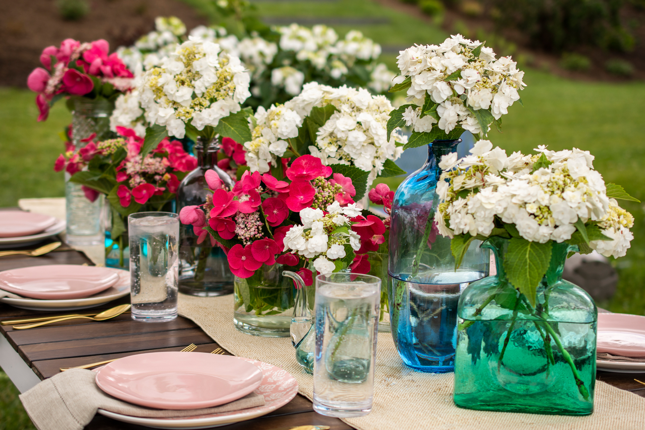 Hydrangea Cherry Explosion and Wedding Gown are beautiful in both vases and in the garden.