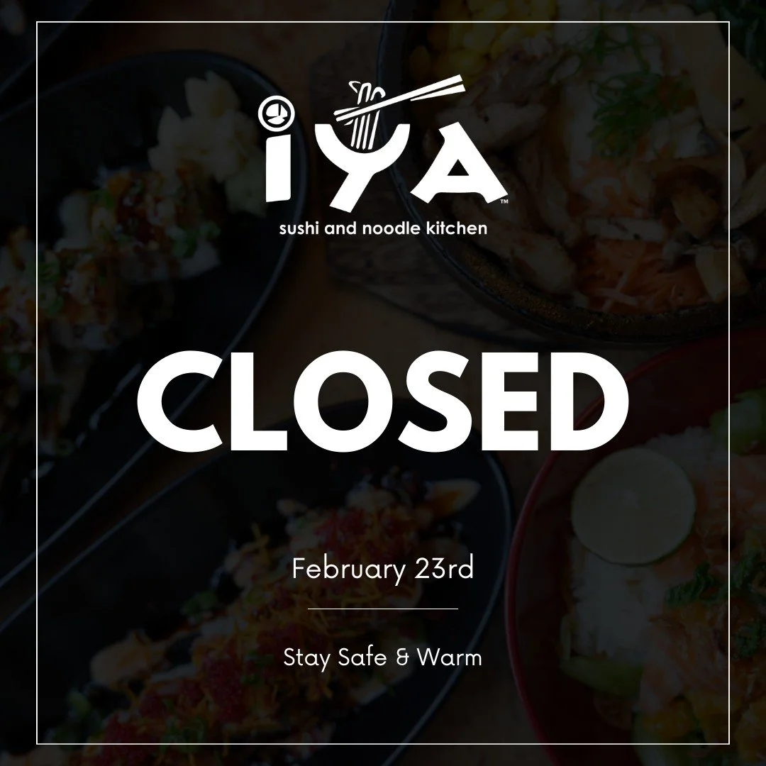 IYA Sushi will be closed today, February 23rd, at both our South Hadley and Amherst locations due to the winter storm. ❄️
Stay warm and safe!