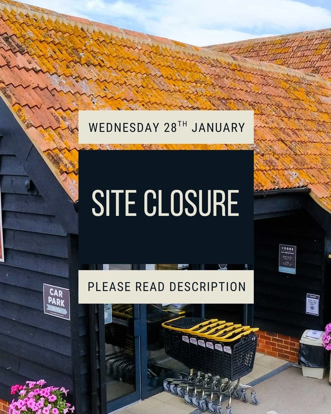 Please note that our Englefield site will be closed on Wednesday 28th January due to planned power outages by SSE. This closure is beyond our control.

We hate having to shut our doors, even for a day, and we&rsquo;re truly sorry for any inconvenienc
