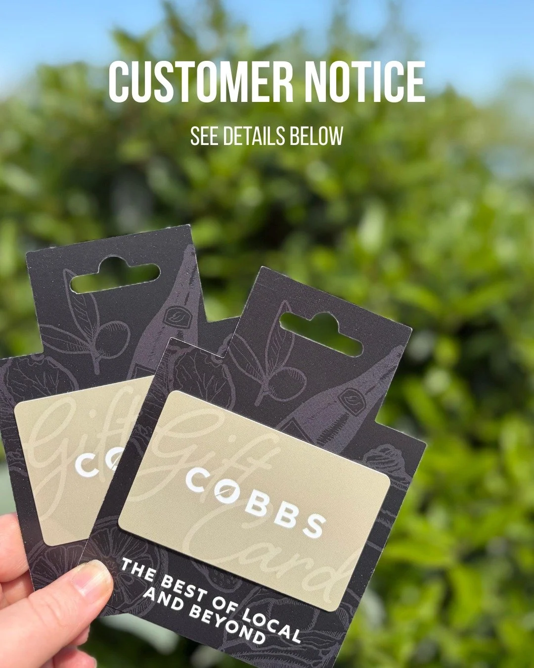 Customer Notice: Loyalty &amp; Gift Cards💳

To our customers with a loyalty card or gift card, please be aware that from Monday, 25th to Sunday, 31st May, all loyalty cards and gift cards will be temporarily unavailable while we carry out maintenanc