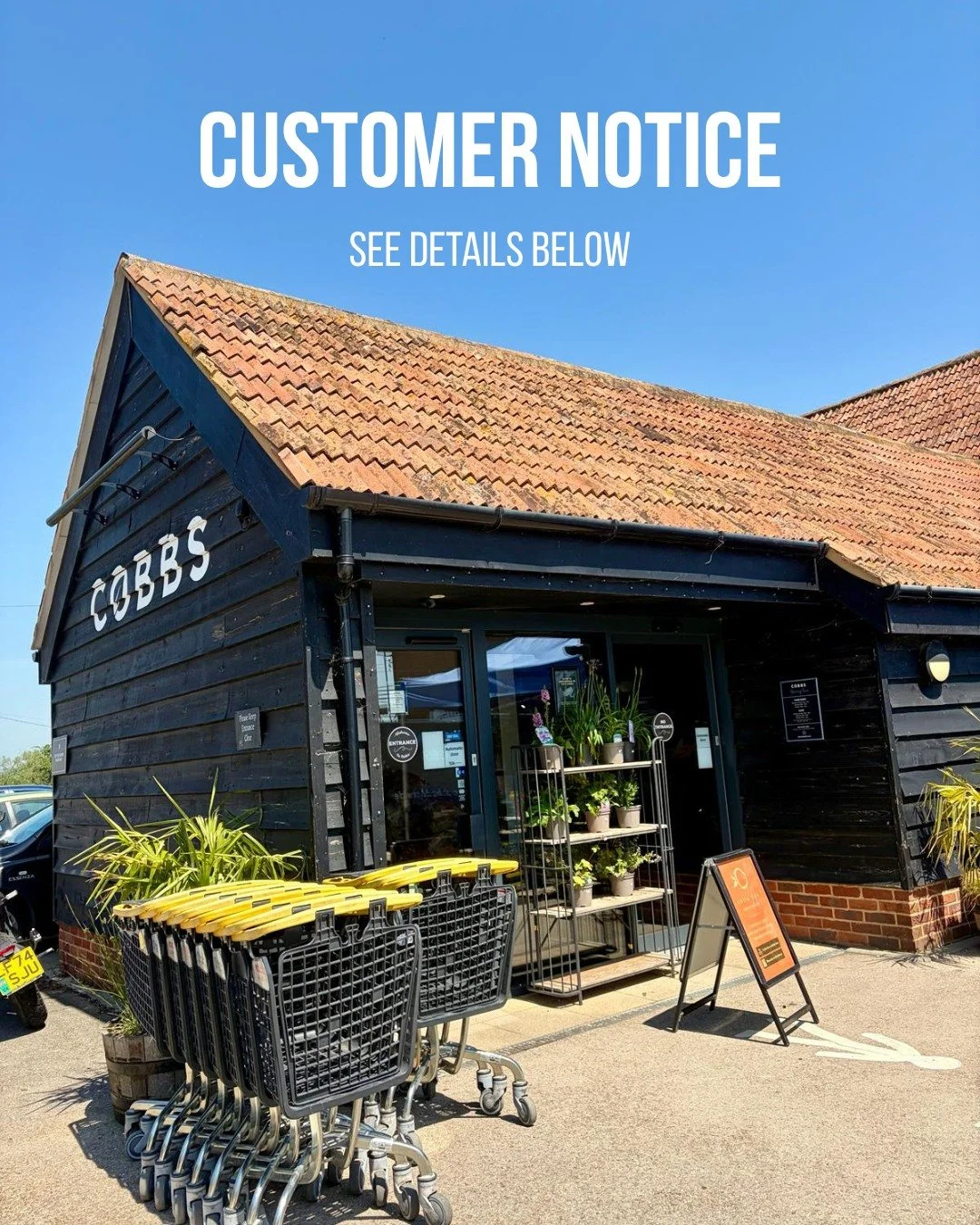 Customer Notice👀

Please note that this week there will be a few changes to our opening times starting today:

📍Englefield &ndash; 1st June &ndash; 10am opening
📍Hungerford &ndash; 2nd June &ndash; 10am opening
📍Winchester &ndash; 3rd June &ndash