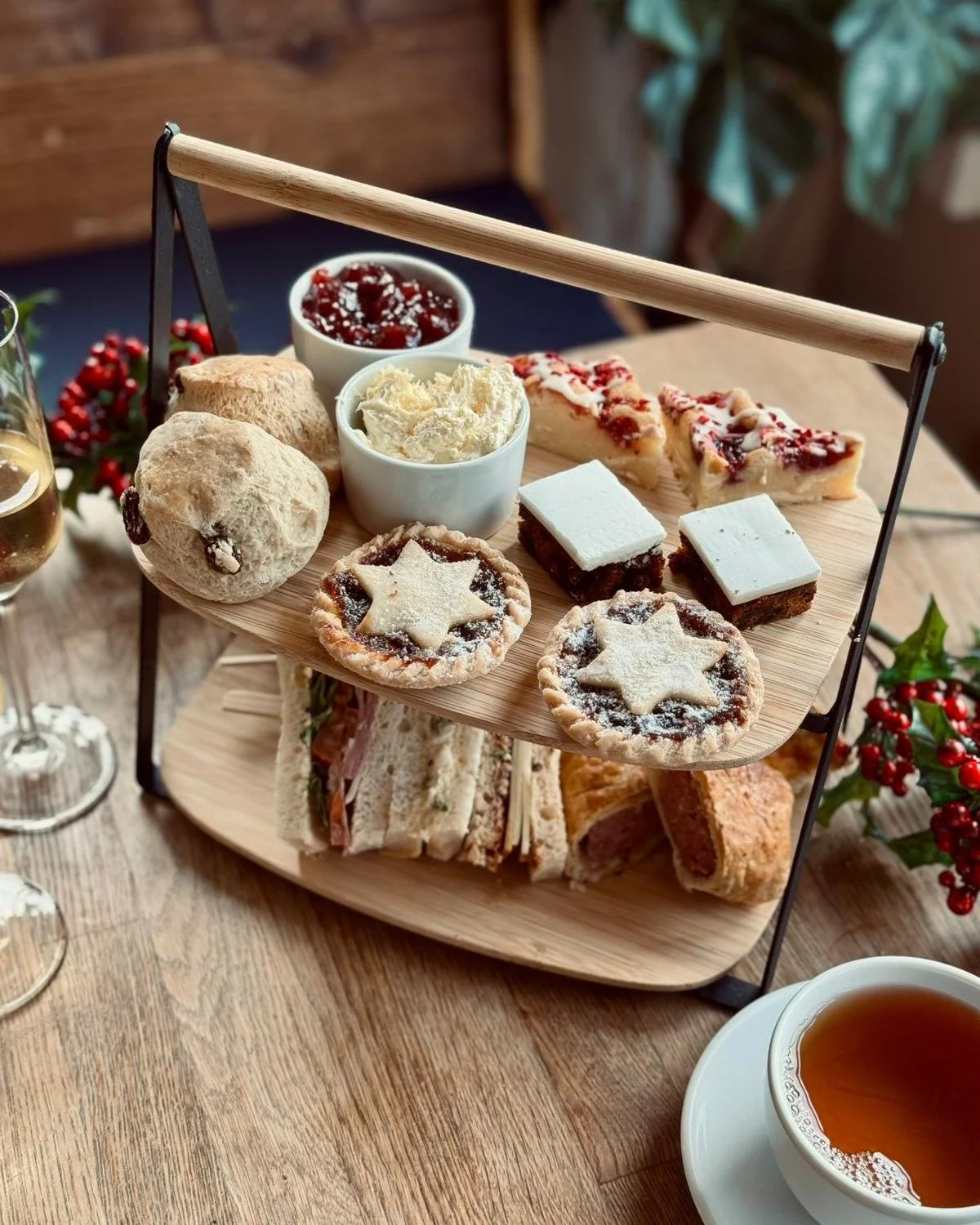 Festive Afternoon Tea🥂🎄

Join us from Monday 9th November to Sunday 3rd January at Cobbs.

You and a friend will enjoy a delightful selection of seasonal favourites, including Christmas sandwiches, Cobbs&rsquo; homemade festive sausage roll, and fr