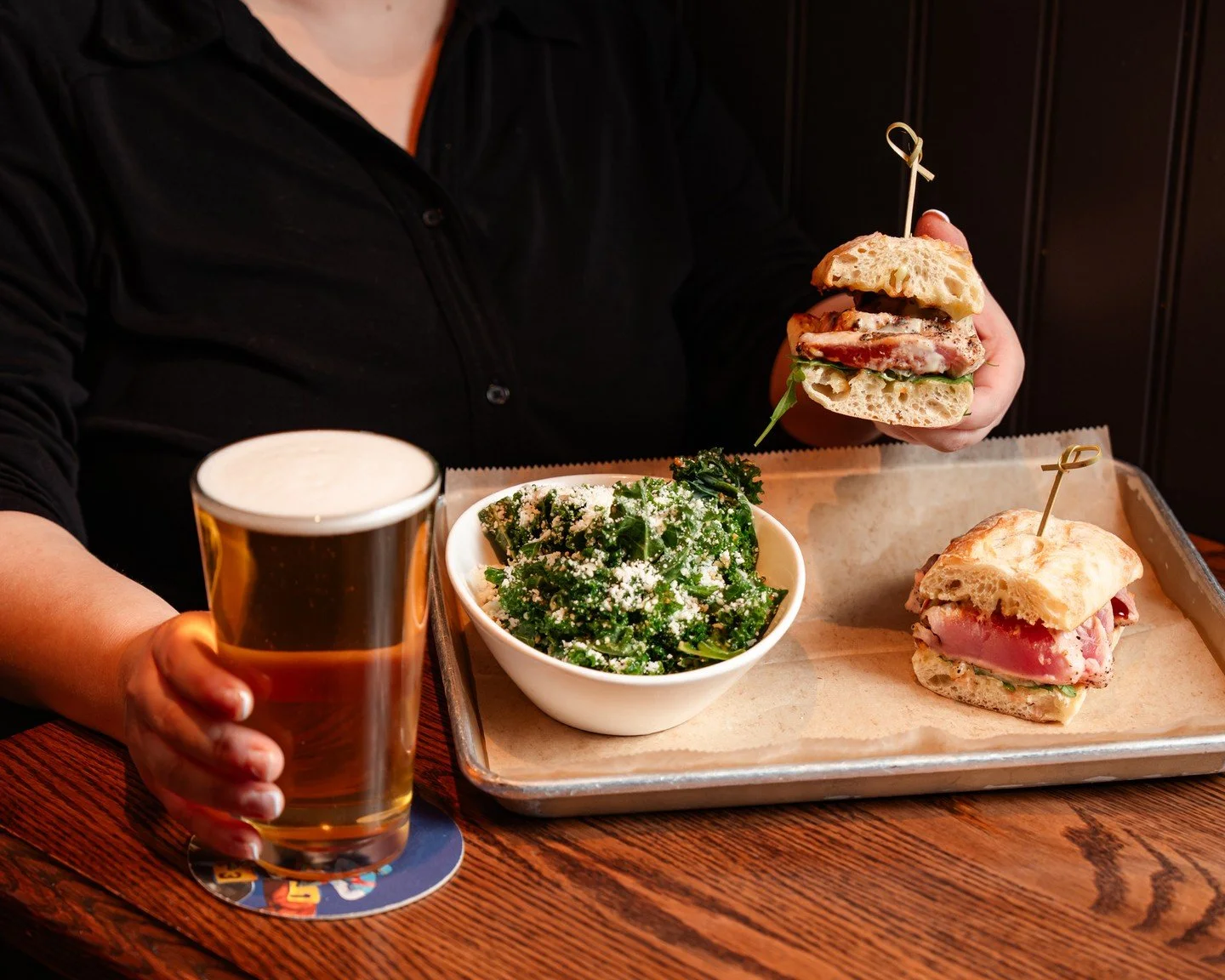 Our Rare Tuna Sandwich hits the perfect balance, fresh, soy-marinated cucumbers, crisp arugula, a touch of wasabi mayo, and sweet unagi sauce on toasted ciabatta. Simple, flavorful, and exactly what you want for dinner