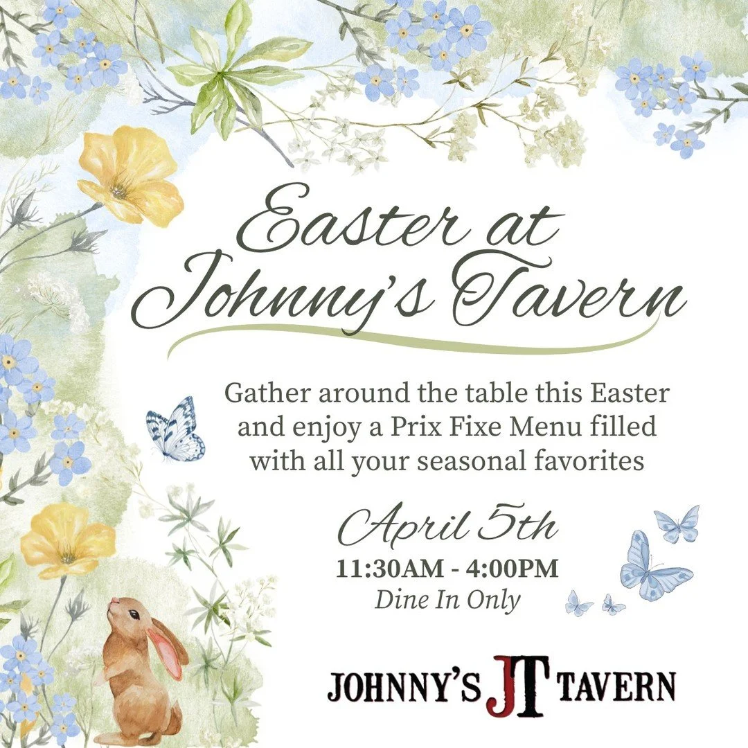 🌷 Hop into Easter at Johnny&rsquo;s Tavern! 
Enjoy a special Prix Fixe Menu packed with seasonal favorites on April 5th, 11:30 AM&ndash;4 PM. 
Dine in and make it a festive celebration with us! 🐣🥂
#Easter #Johnnystavern