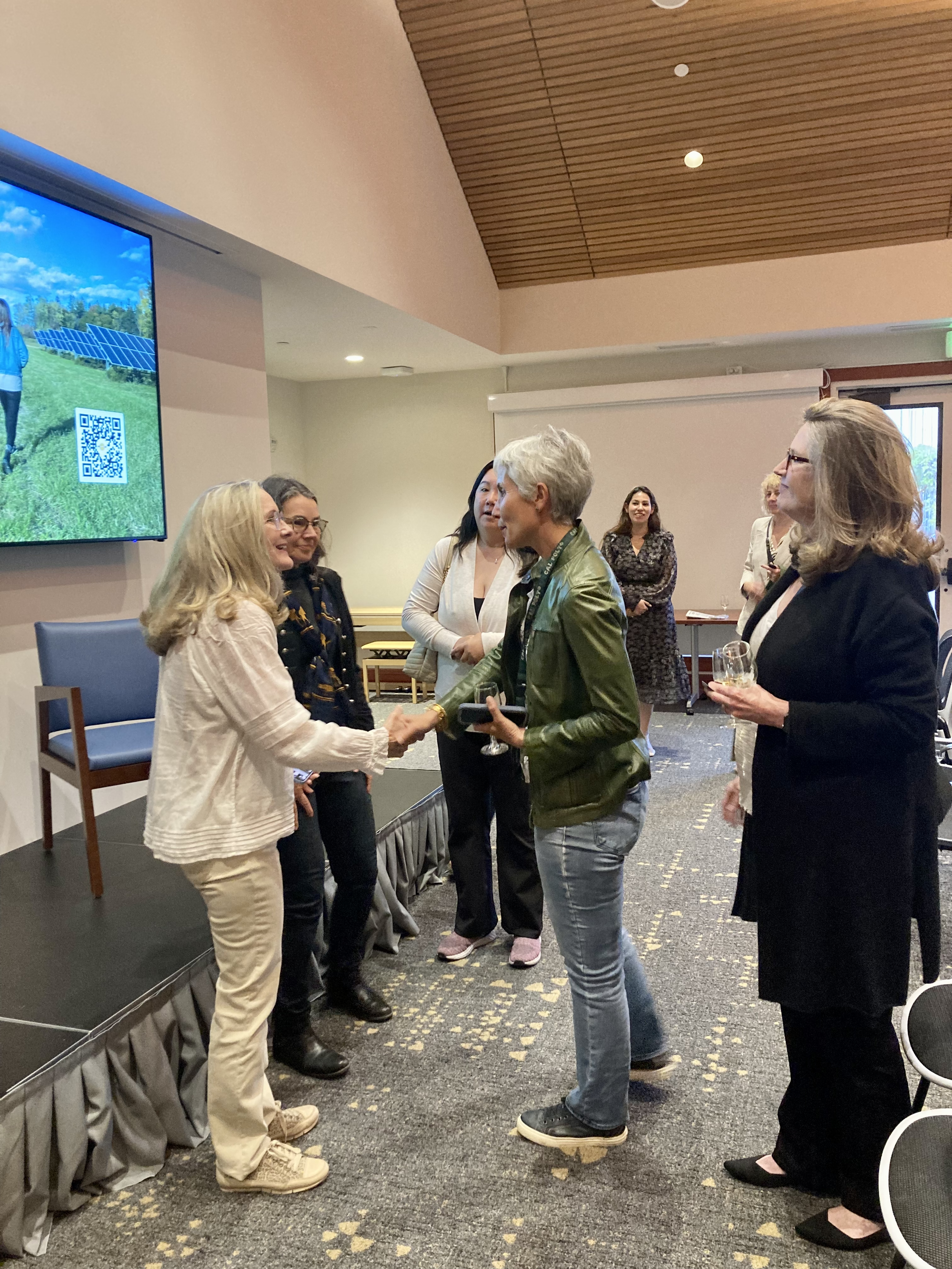  Director/Producer Kiki Goshay and Resilient Neighborhoods Ambassador Anne-Christine Strugnell connecting with community members after the panel. 