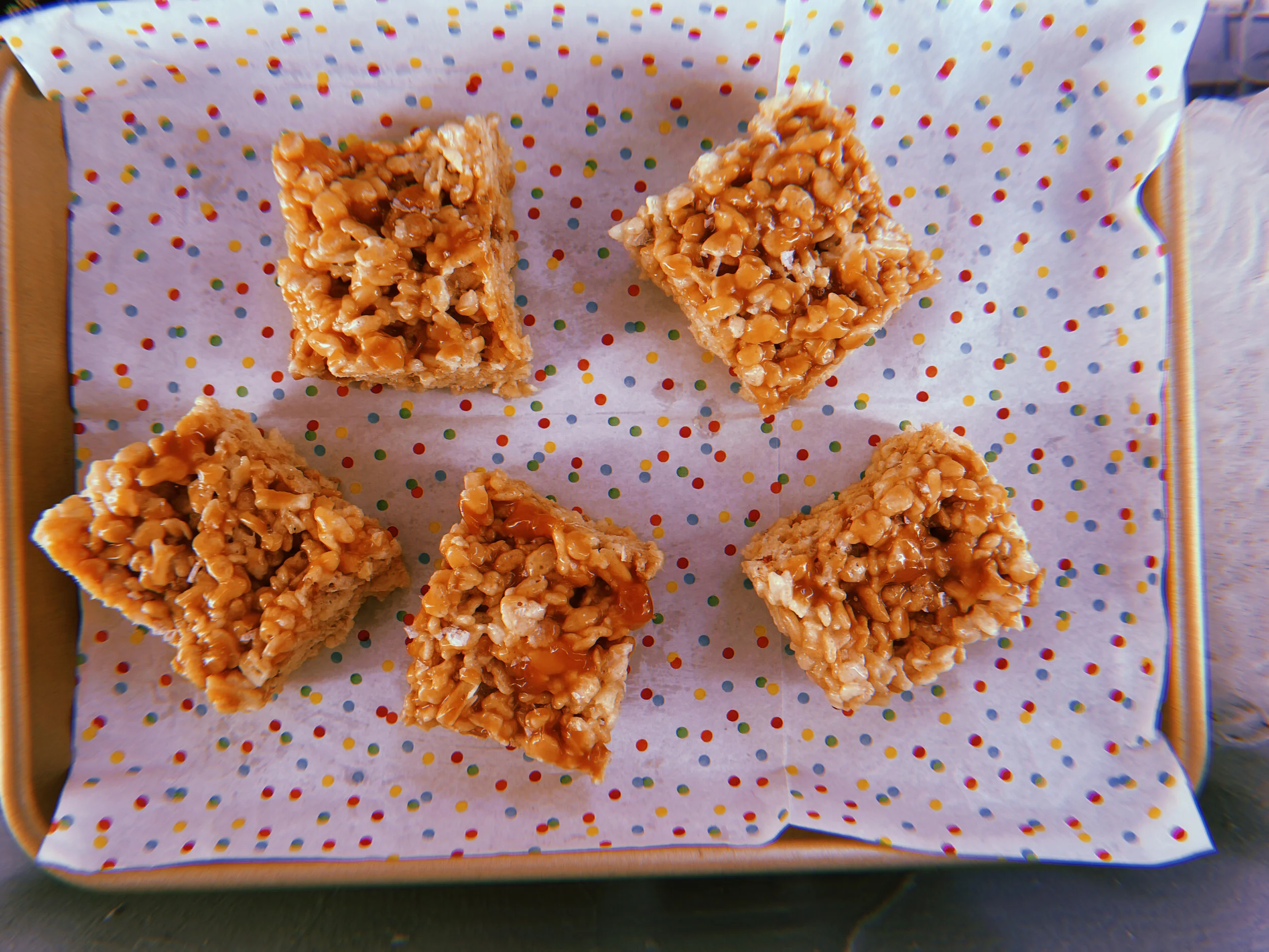 Caramel Chip Crumb Rice Krispie Treats