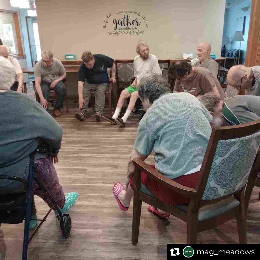 Repost from @mag_meadows
&bull;
Streeeettttcccchhhhing in the morning has our residents ready to take on the day!
.
.
.
#assistedliving #seniorliving #memorycare