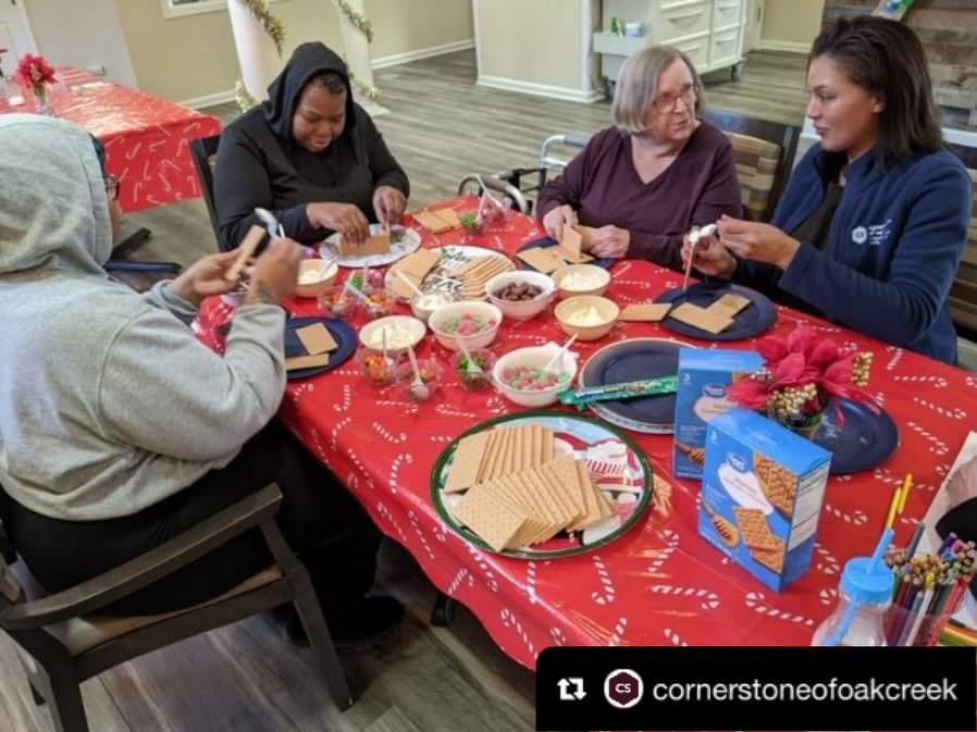 Repost from @cornerstoneofoakcreek
&bull;
Our residents had a wonderful time decorating gingerbread houses&mdash;full of creativity, laughter, and holiday cheer. Nothing brings the season to life like sharing traditions together ❤️🎄
.
.
.
#AssistedL
