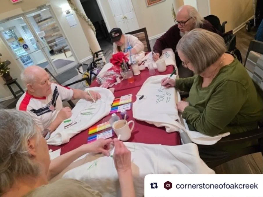 Repost from @cornerstoneofoakcreek
&bull;
Glitter, garland, and lots of laughs 🎄✨ Our residents had a blast creating their own ugly Christmas sweaters! 
.
.
.
#AssistedLiving #SeniorLiving