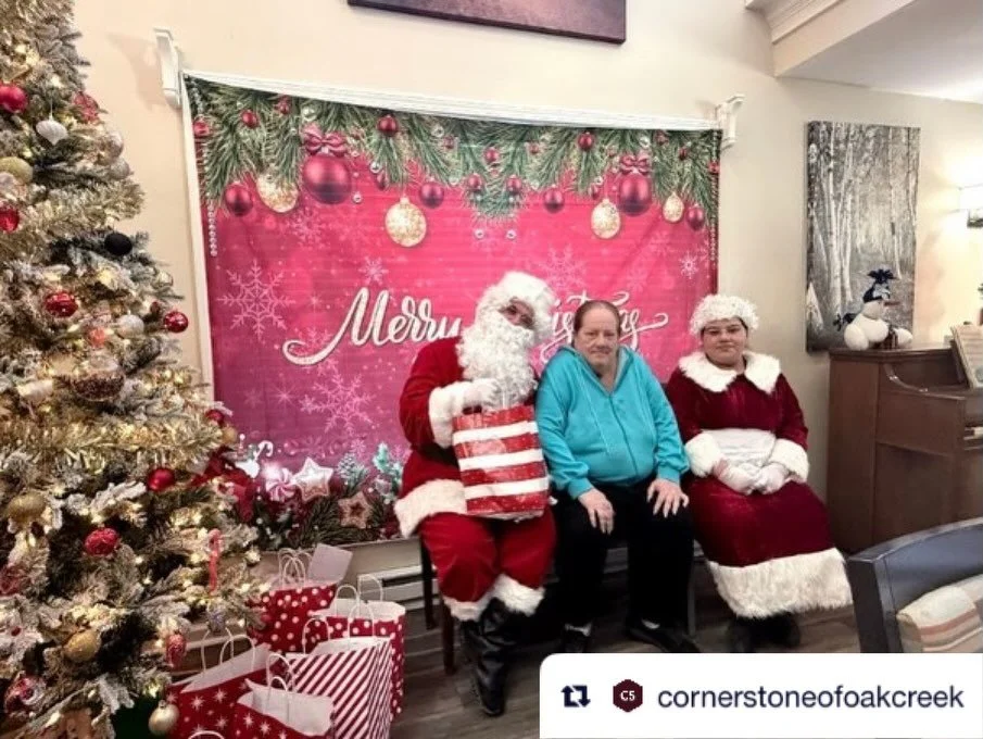 Repost from @cornerstoneofoakcreek
&bull;
Ho-Ho-Ho 🎅🤶 Mr. &amp; Mrs. Claus stopped by to spread cheer, share smiles, and make spirits bright with our wonderful residents &amp; staff! 🎄
.
.
.
#AssistedLiving #SeniorLiving