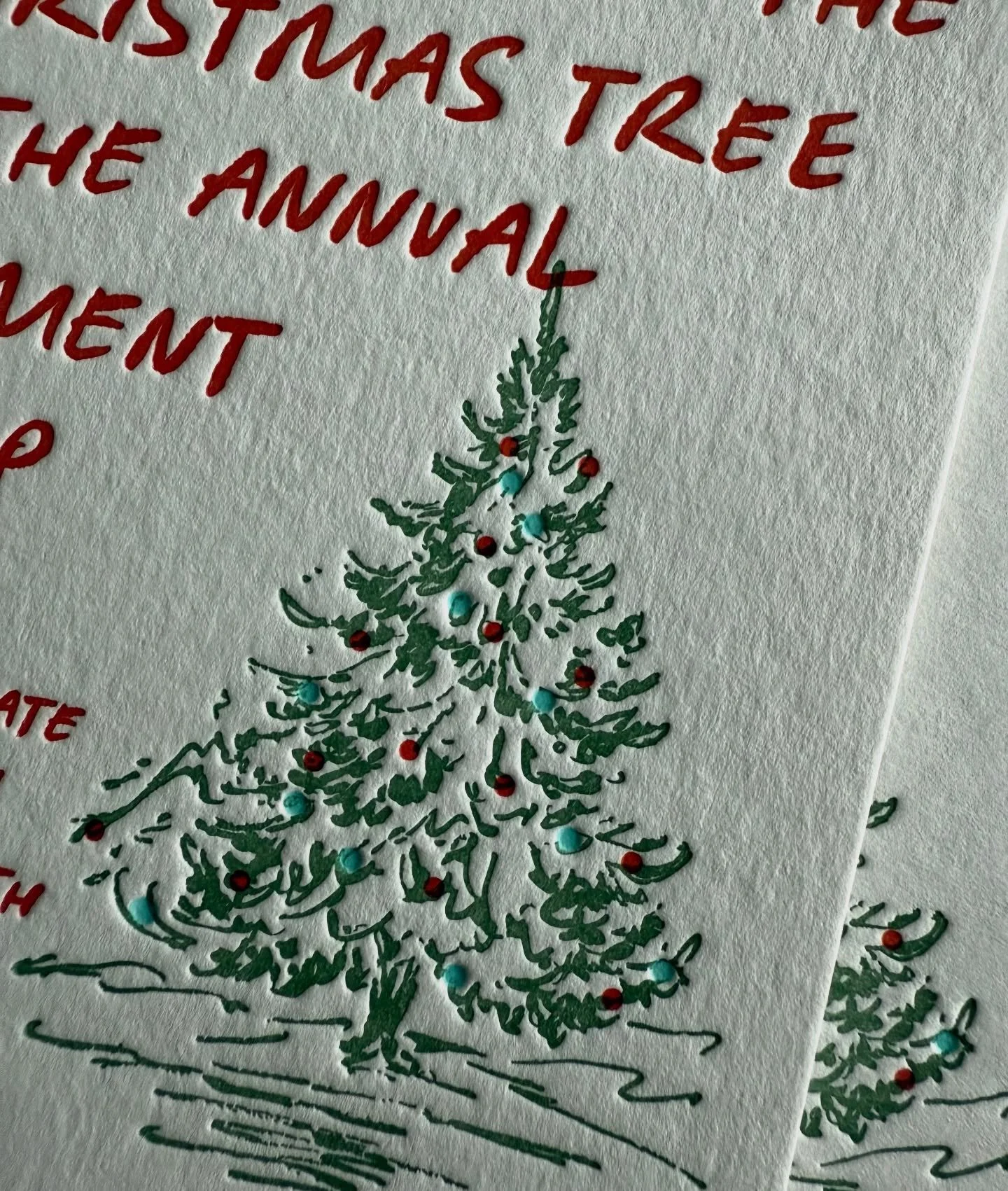 It&rsquo;s almost that time&hellip;.. 👏🏼👏🏼👏🏼! First Christmas card on the press today&hellip; and it&rsquo;s snowing outside ❄️🎄
.
.
Three color letterpress 🤌🏼
.
.
.
#ruthieandoliverletterpress #letterpress #letterpressprinting #custominvita