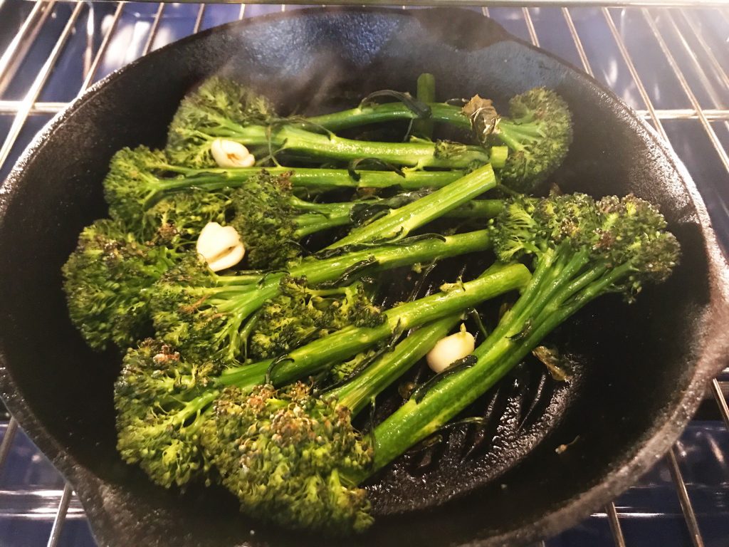 Meal Prep: Roasted broccolini coming out of the oven