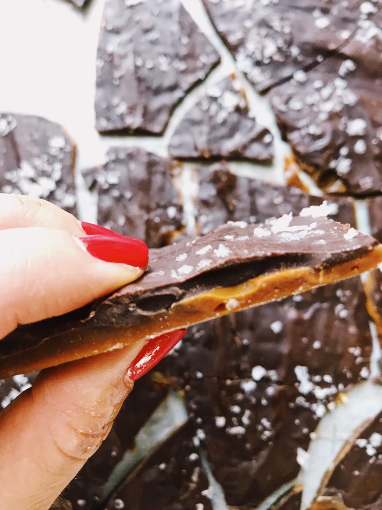 Paleo English Butter Toffee in hand