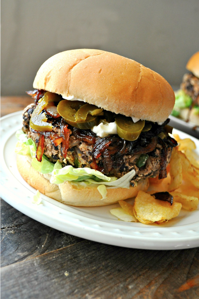 Vegan Cheesy Jalapeño Burgers
