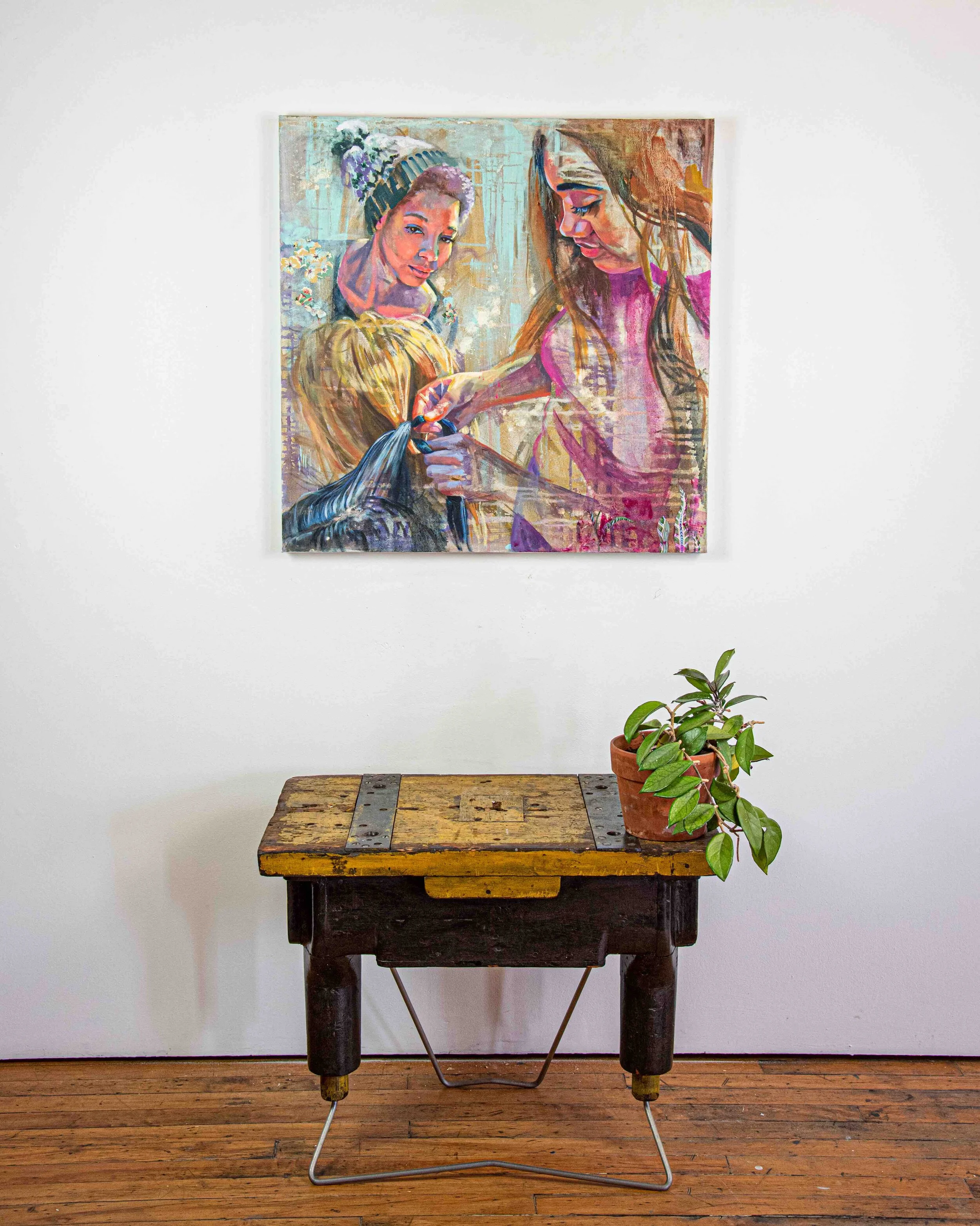 Curry_Tied Together_mixed media on canvas_30%22L x 1.5%22W x30%22H_2018_Gallery Wall-1.jpg