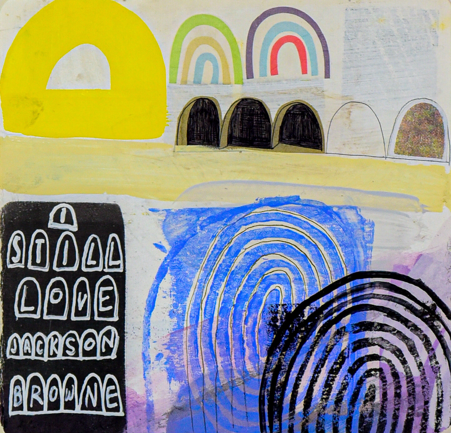Liz Maugans_The Music of my Brothers- Jackson Browne_Acrylic + collage on paper_14”L x 1.5”w x 14”H_2021 (4 of 6).jpg