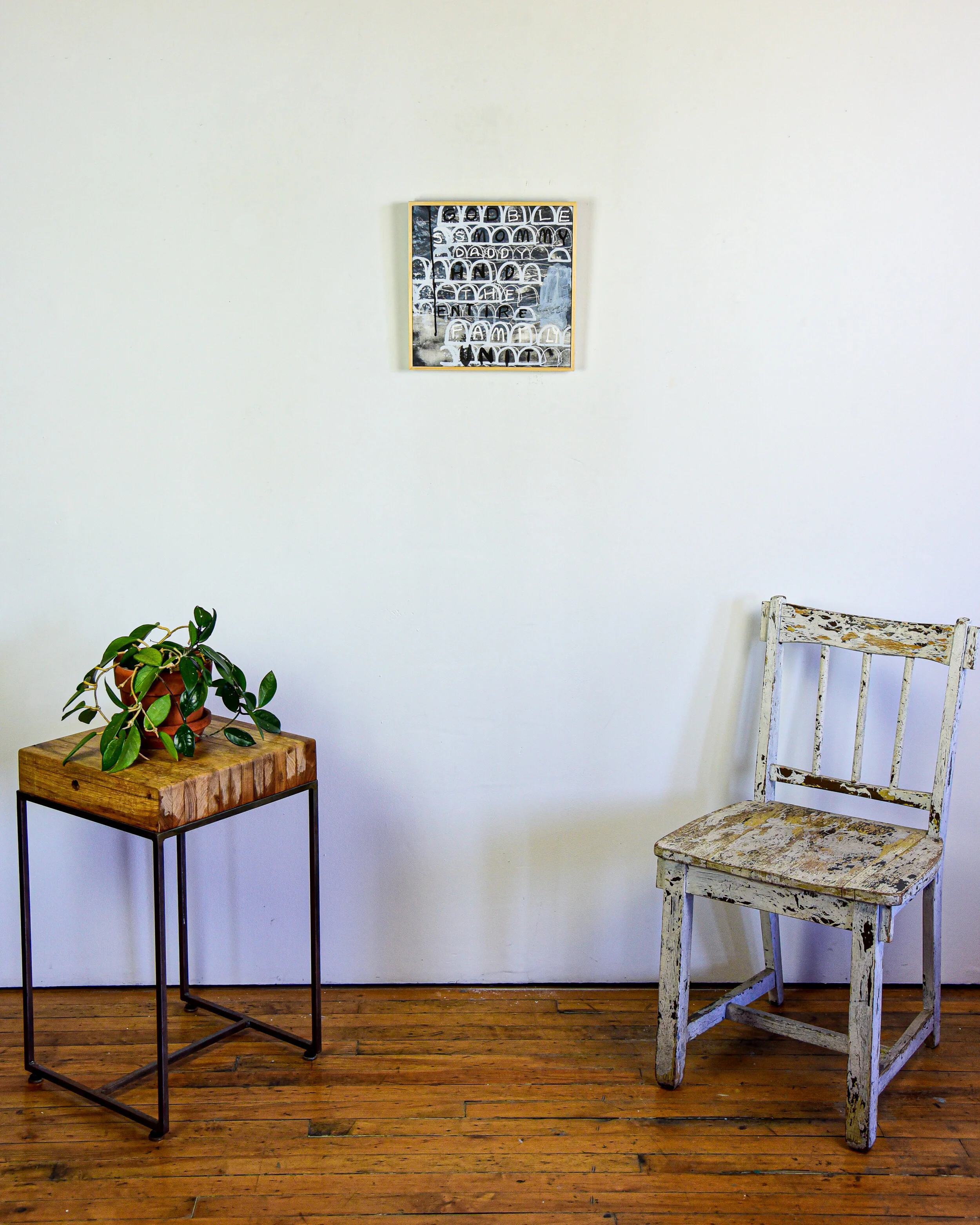 Liz Maugans_God Bless_Acrylic, screenprint + collage on panel_12.5”L x 1.5”W x 12.5”H_2021 (1 of 4).jpg
