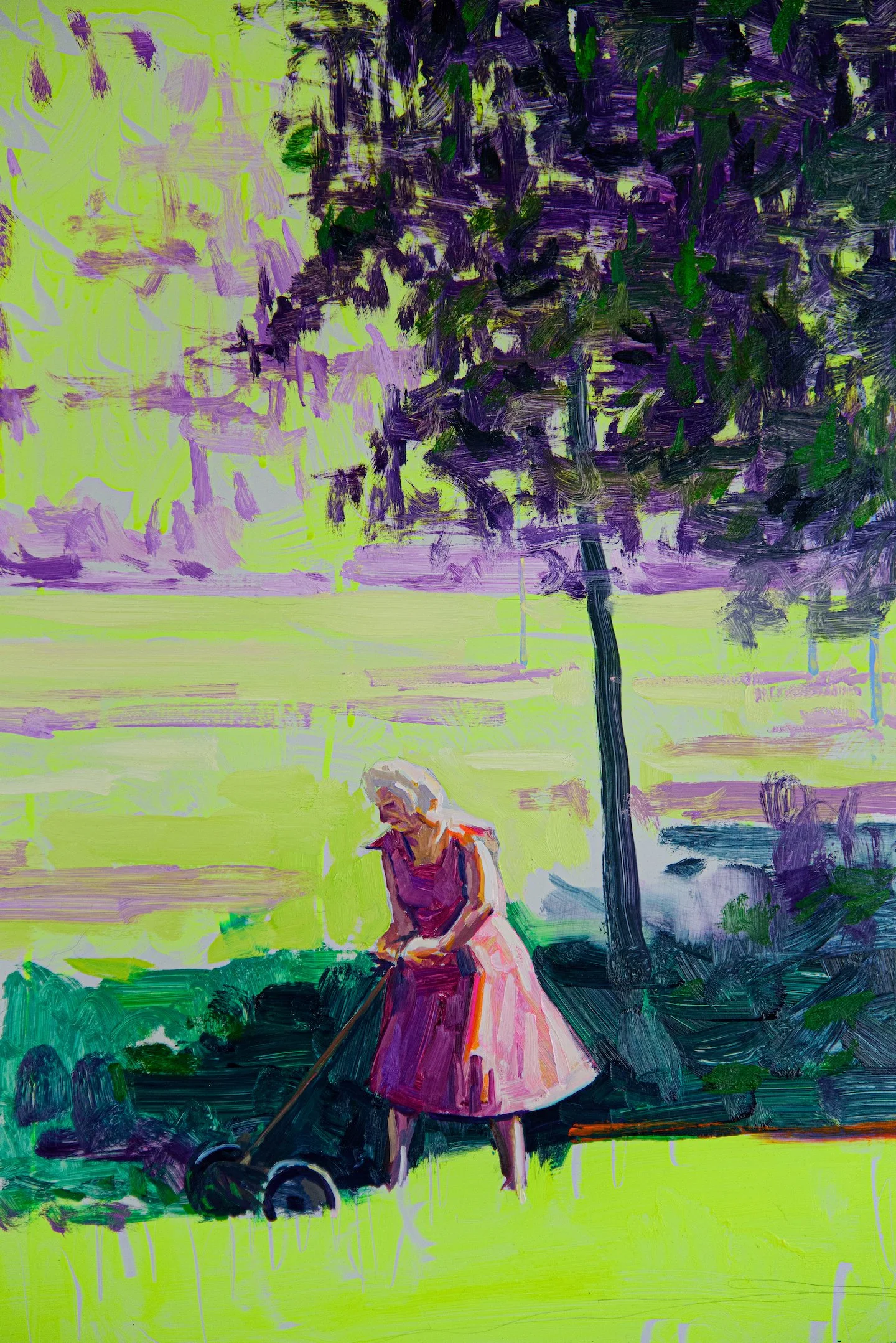 David King_Mowing_oil on aluminum_40”L x 2”W x 30”H_2021 (6 of 7).jpg