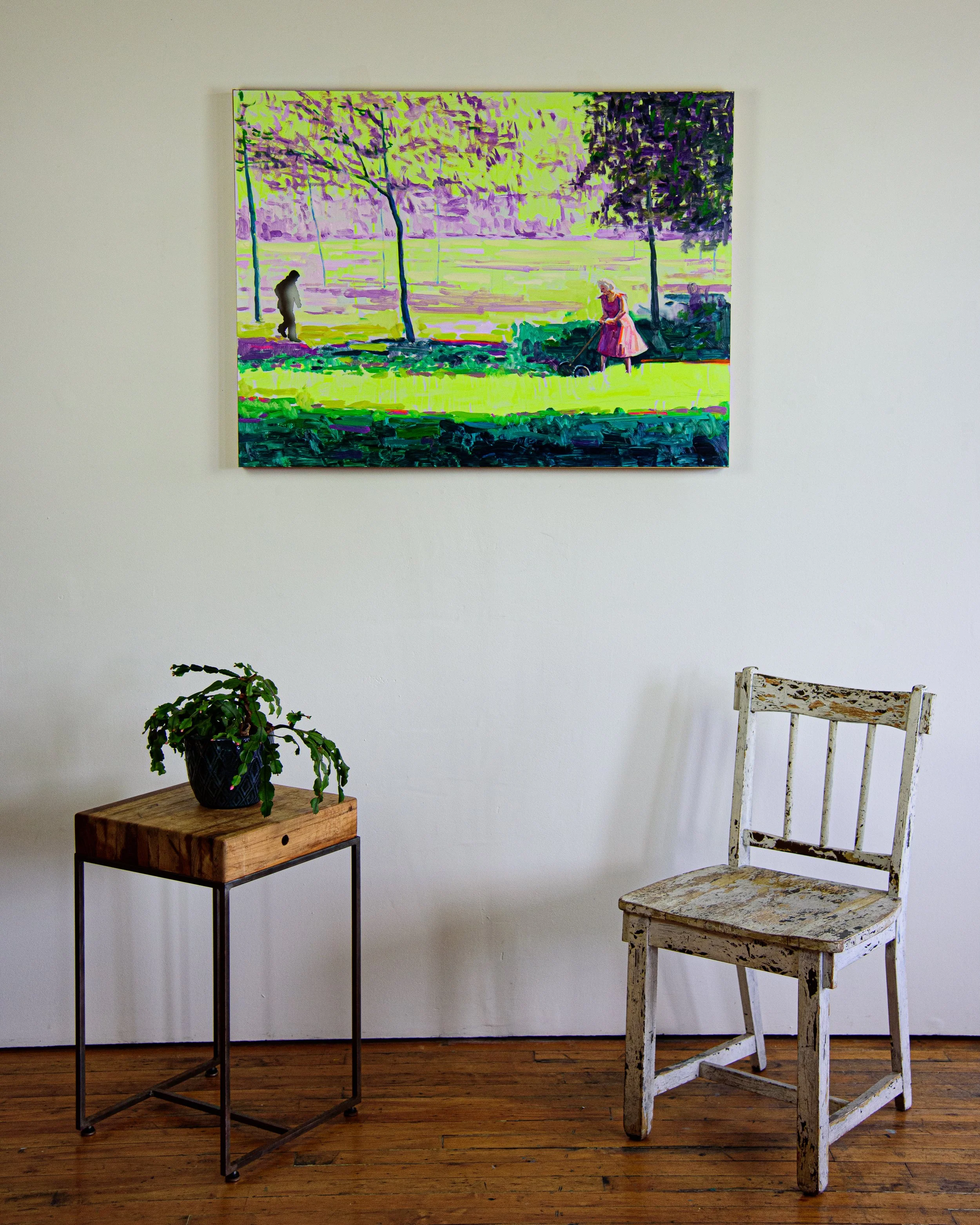 David King_Mowing_oil on aluminum_40”L x 2”W x 30”H_2021 (3 of 7).jpg