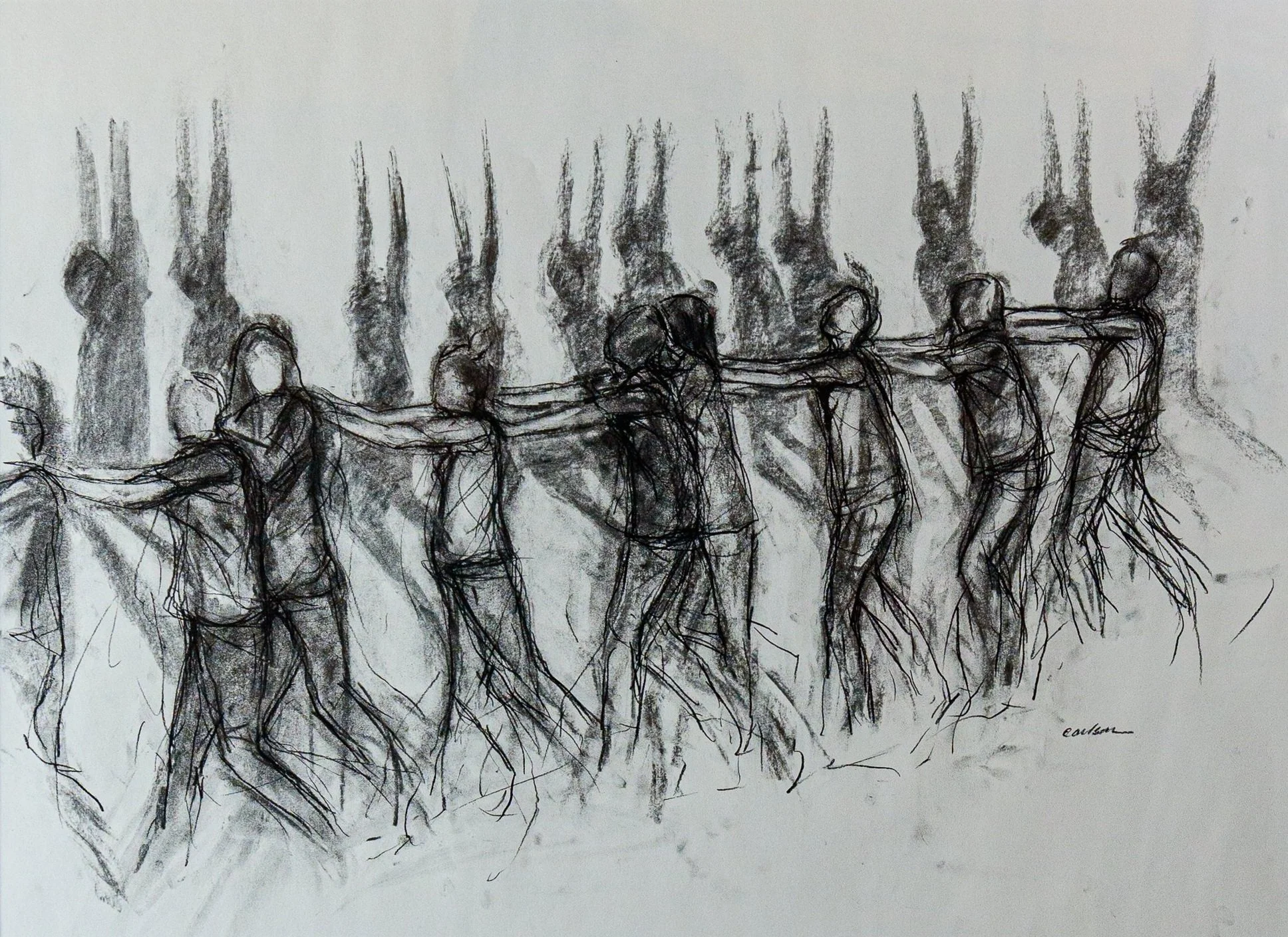 John+W.+Carlson_Parade__Charcoal+on+paper_28%E2%80%9DL+x+22%E2%80%9DH_year+TBD_%28black+metal+frame+behind+plexi%29+%281+of+4%29.jpg
