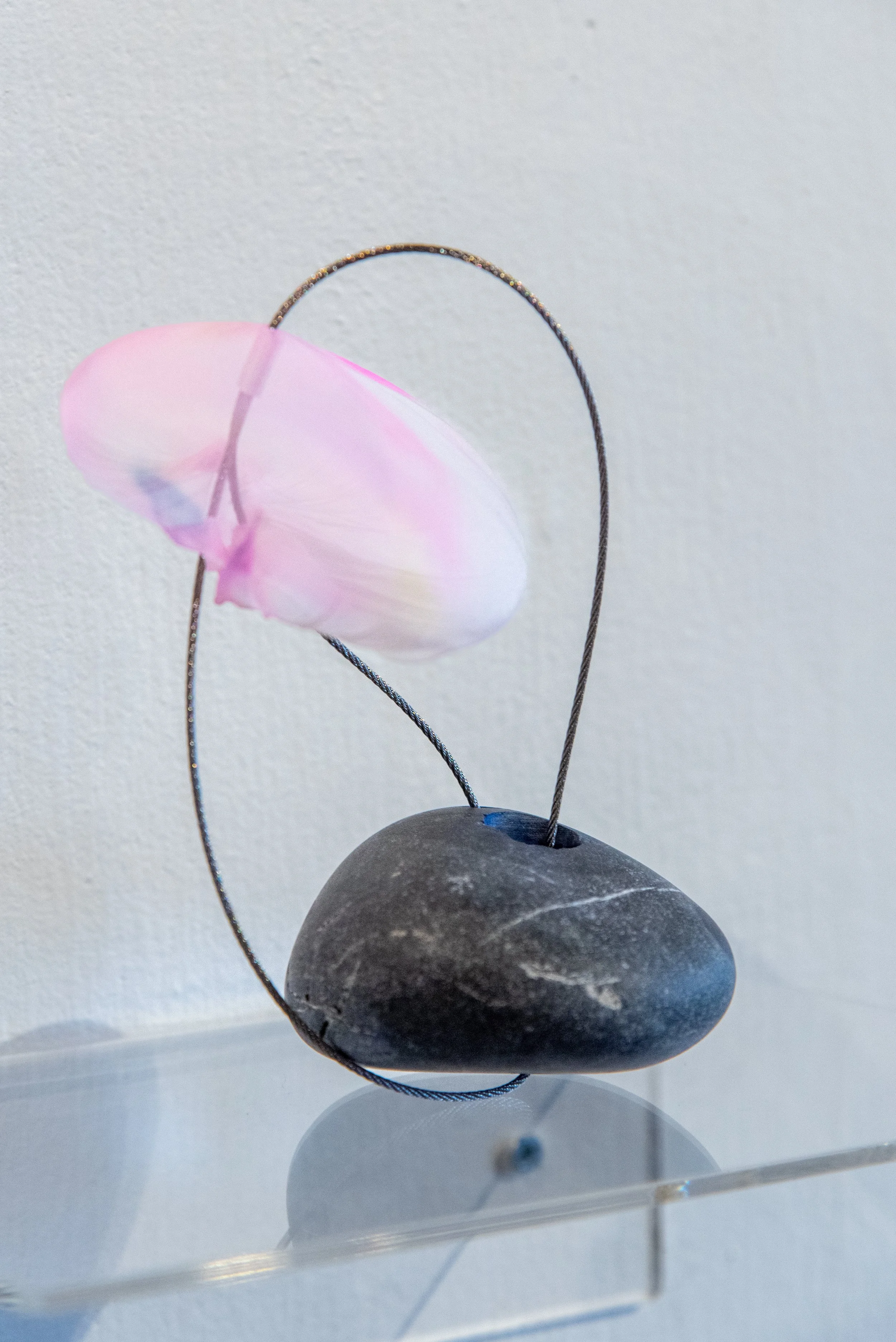 Rebecca Cross_Breath No. 10_dyed silk, steel cable, rock_2024_3.jpg