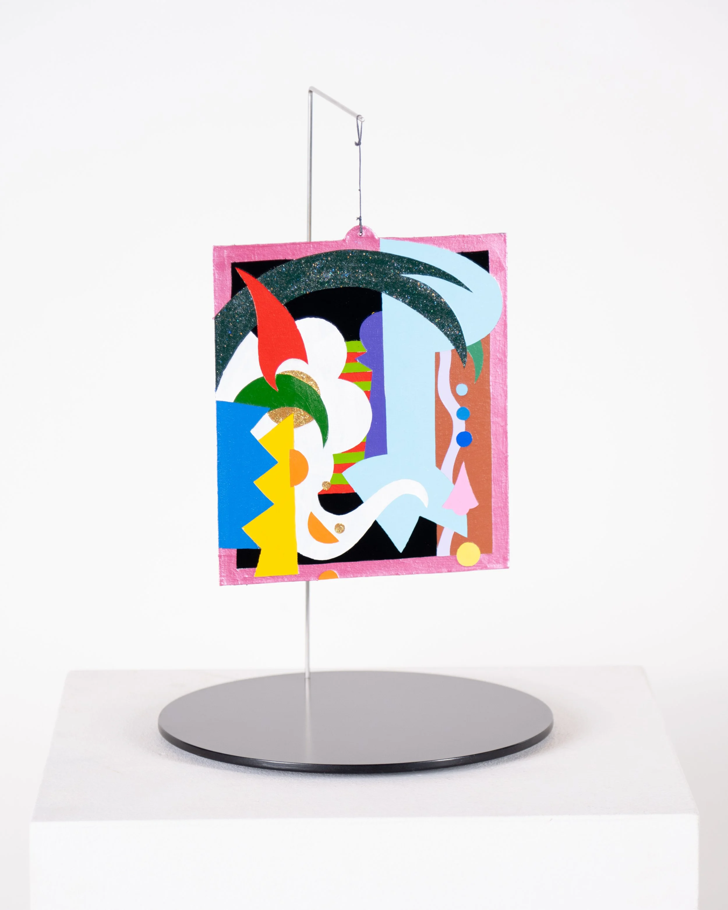 MarkHoward_Two-Sided Composition 10_acrylic + enamel on canvas panel, stainless steel stand_16.5"H x 10.25"W x 10.25"D_2025_A_1.jpg