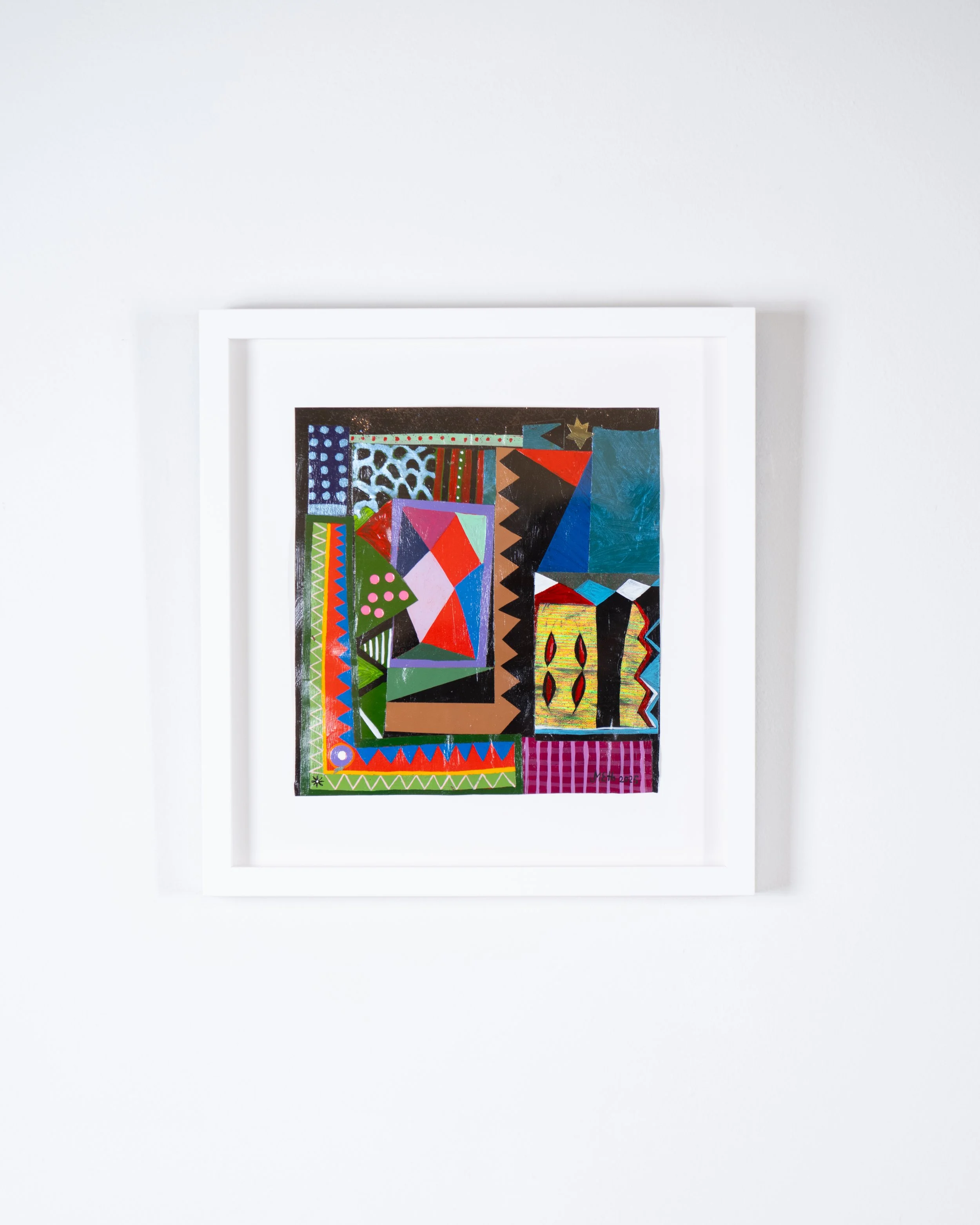 MarkHoward_Composition 77acrylic, enamel + found paper_16"x15"_2025_2.jpg