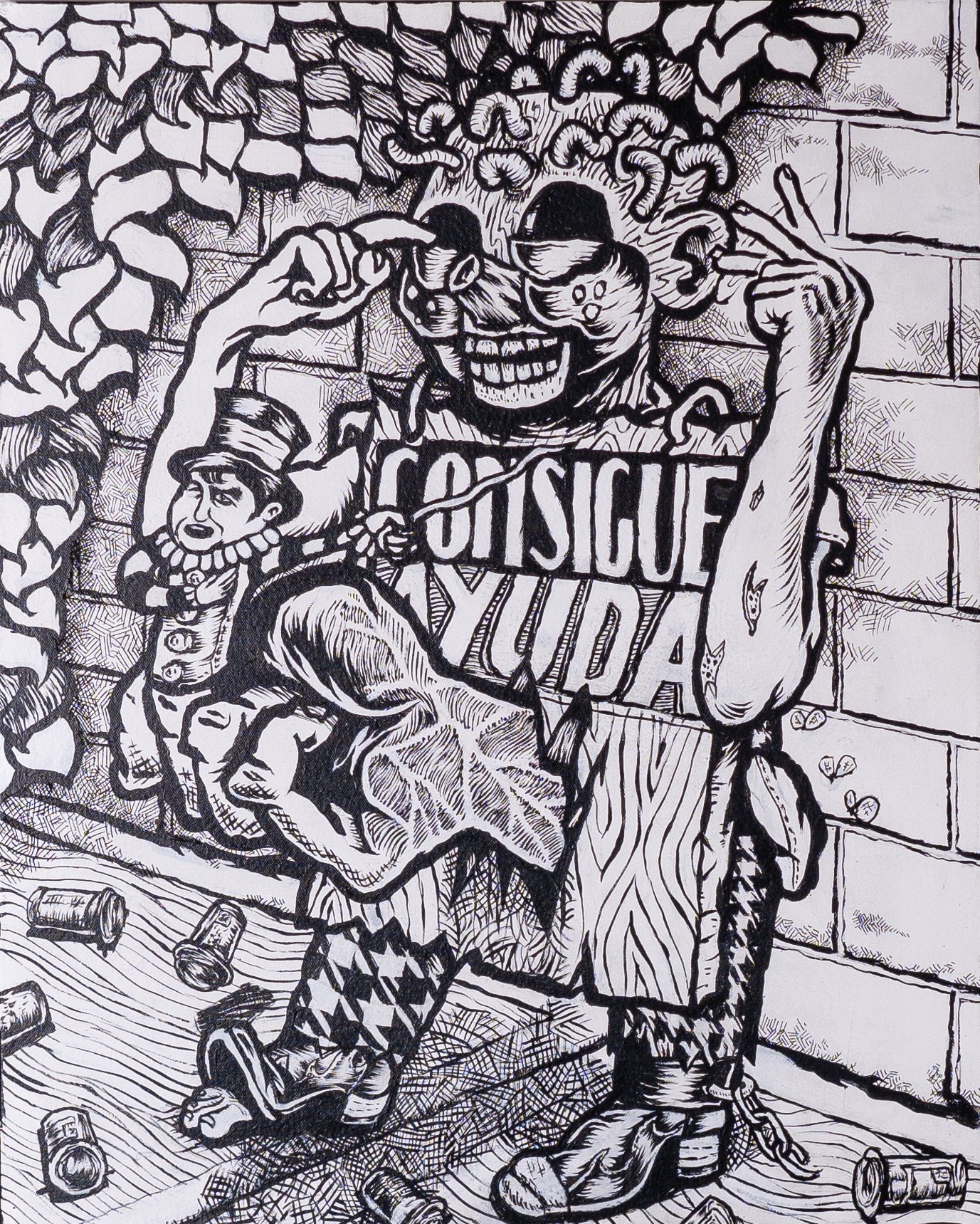 Clay Parker_Get Help_ink and acrylic on canvas_30%22x24%22_2024_1.jpg