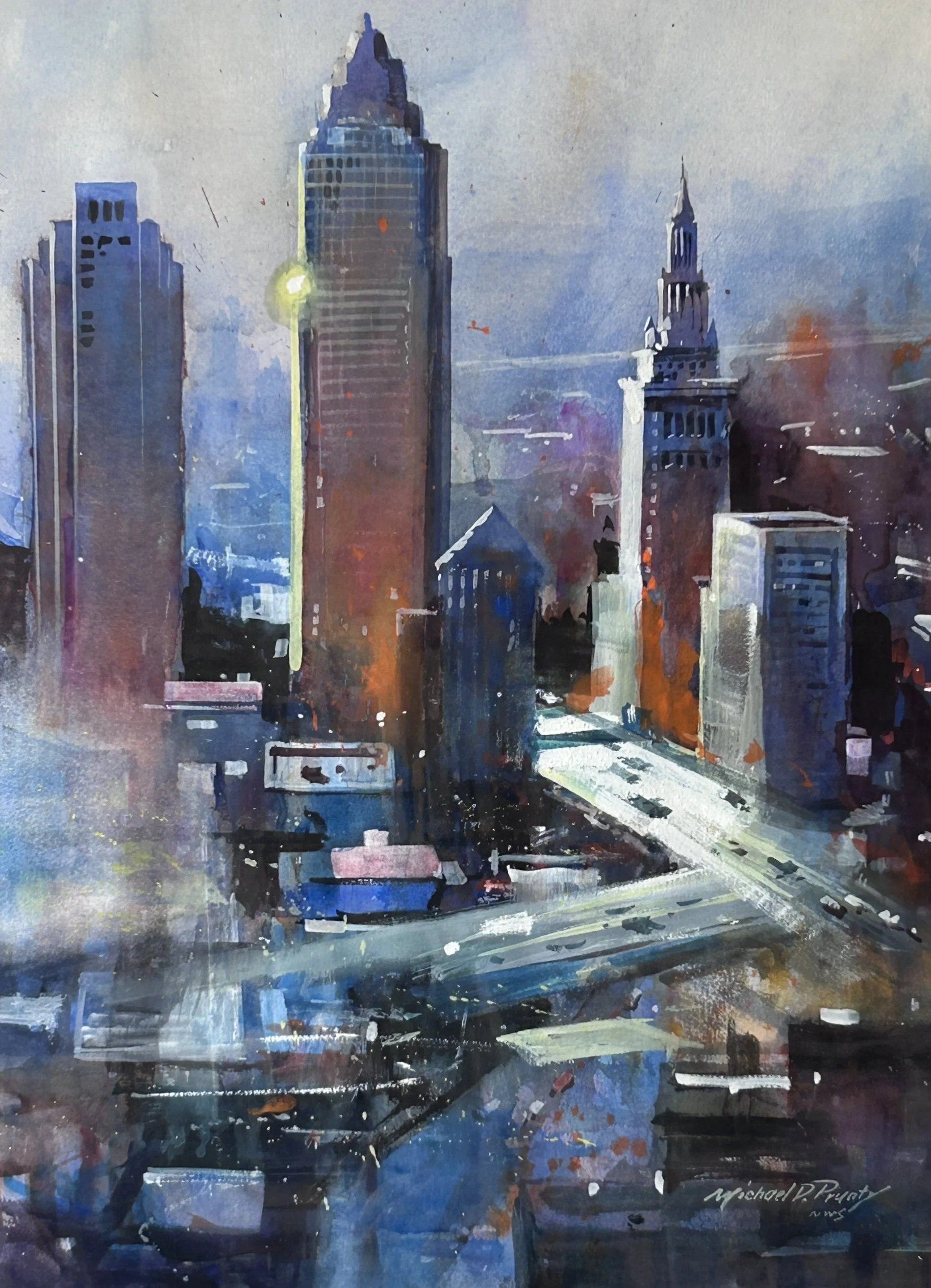Michael Prunty (B. 1953 - 2015) - Downtown Cleveland Skyline