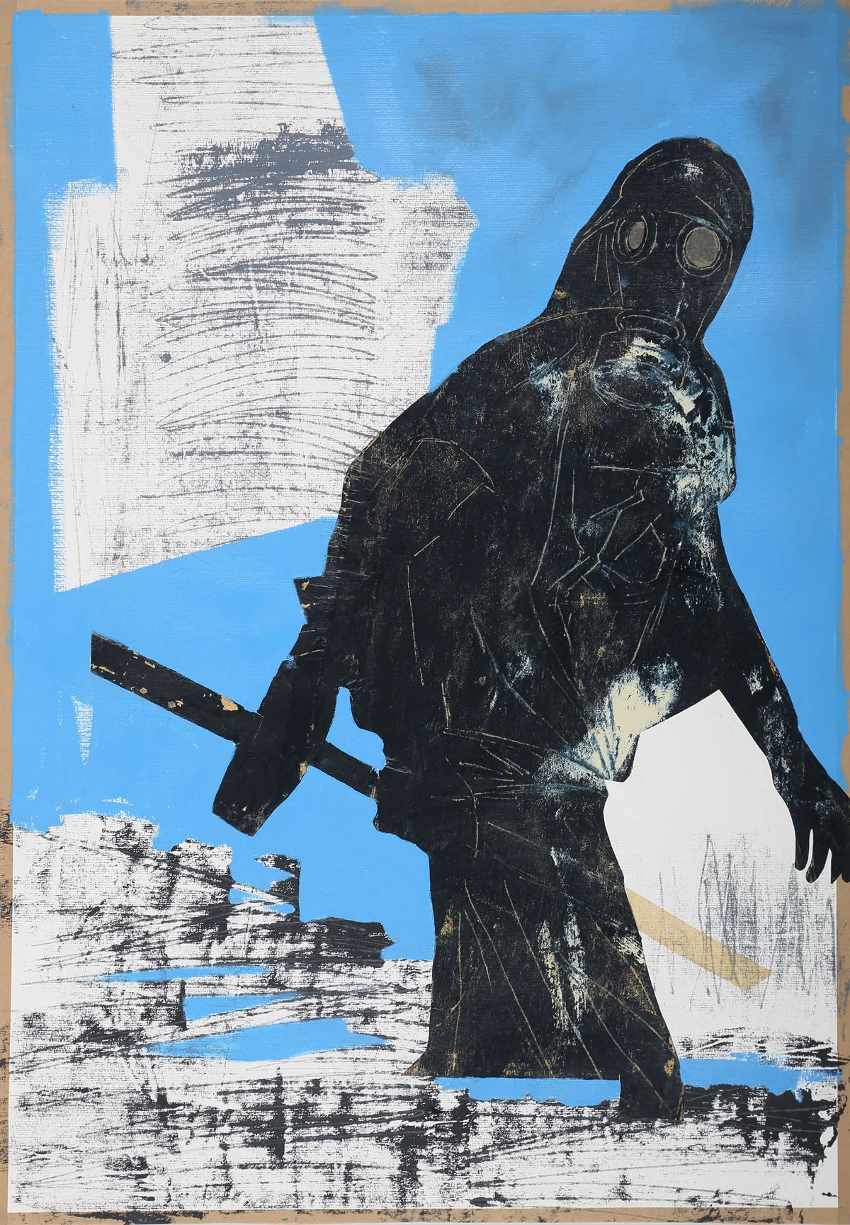Untitled, 2018, image 100 x 70cm, Acrylic and Baking Paper on Hahnemühle Britannia Rough 300gsm paper, float mounted on archival board in a box white frame with high quality anti-glare glass (70% UV protection). From ‘ The Dividing Line ’ series, exhibited at The Suter Art Gallery, New Zealand, 2019