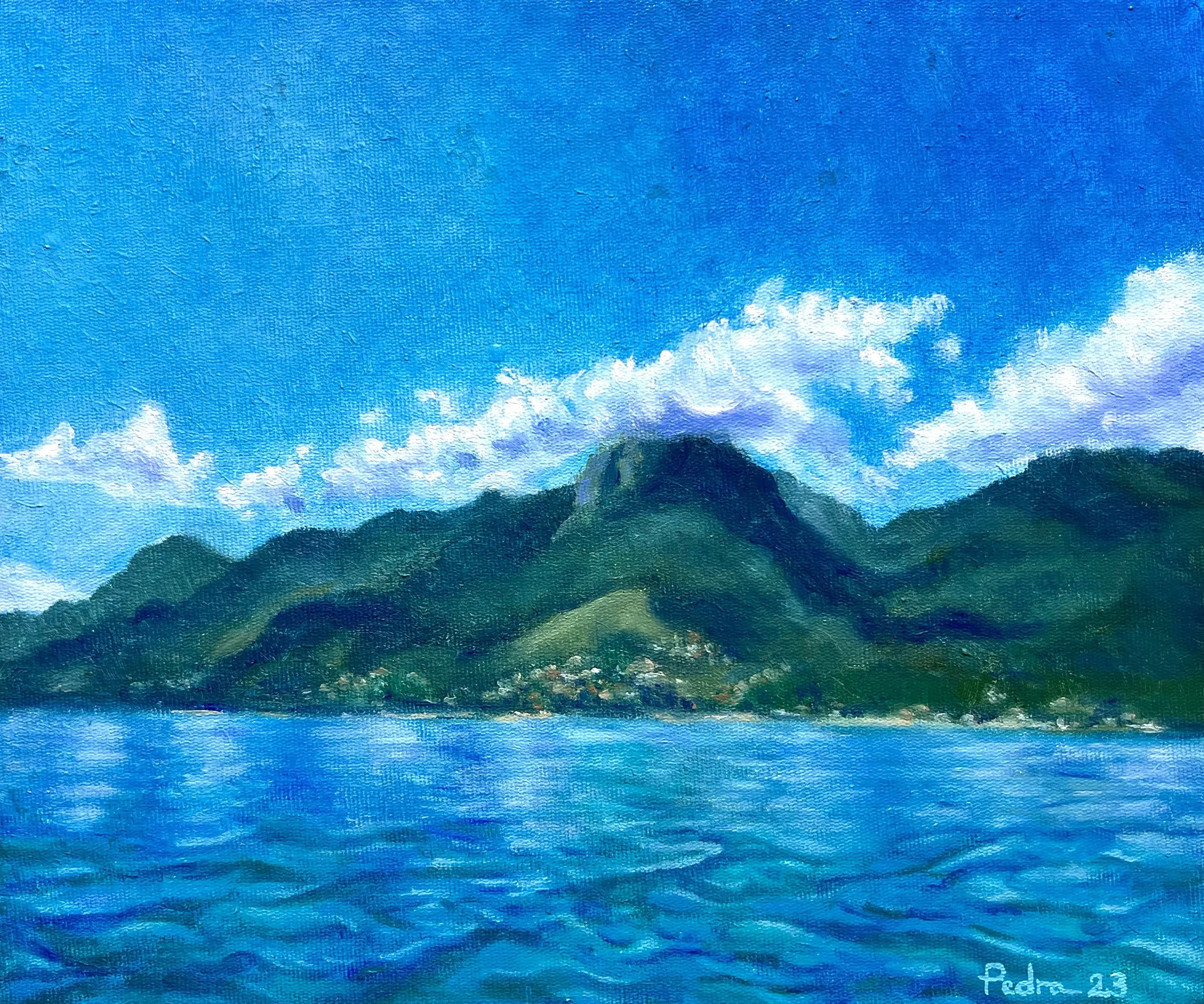   Ilhabela, view from the boat  — oil on canvas, 25 X 30 cm, 2023. 