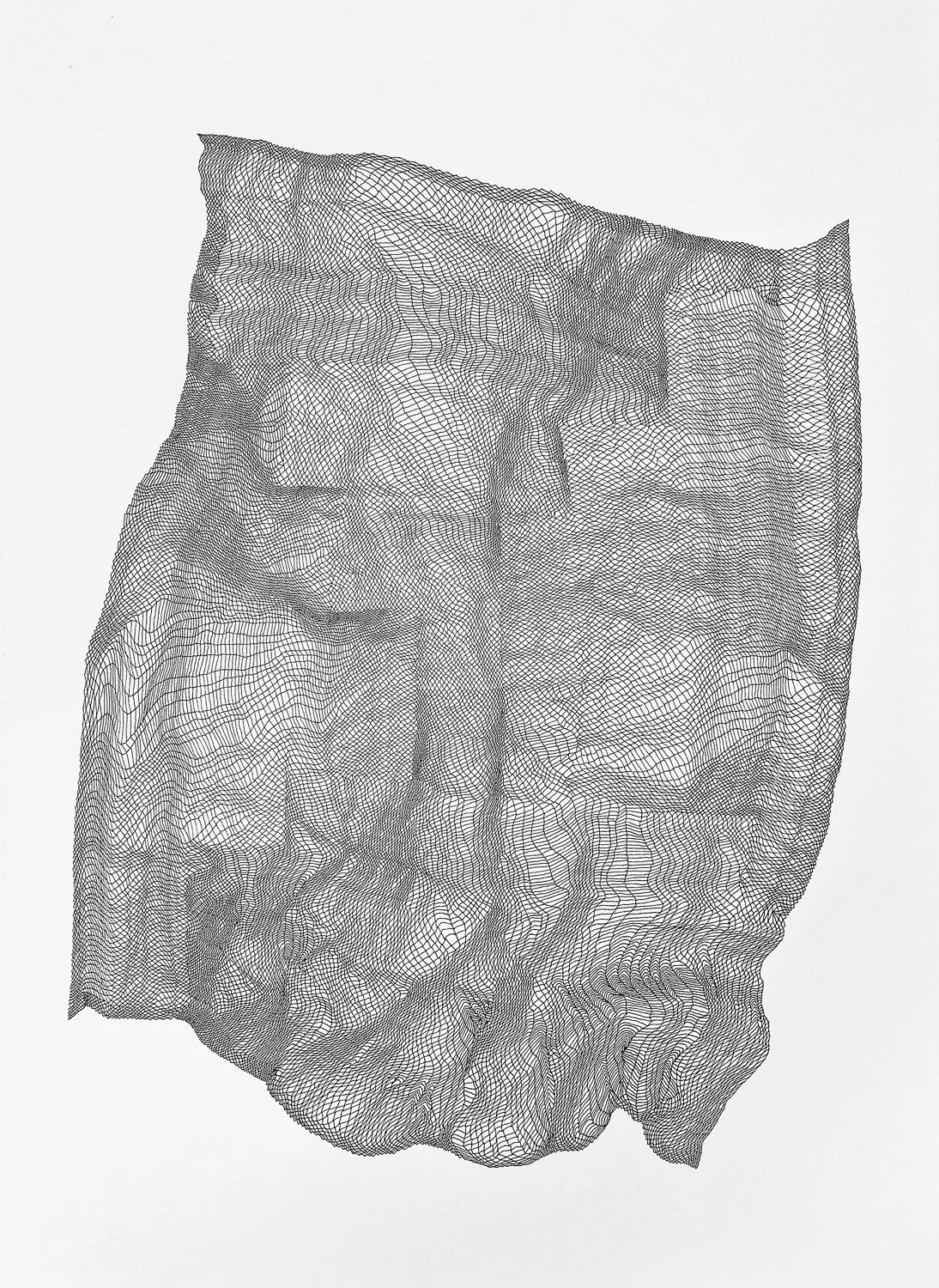 Zigzags 1 , 2016 ink on 140 lb hot press watercolor paper 30 x 22 in (76.2 x 55.9 cm)