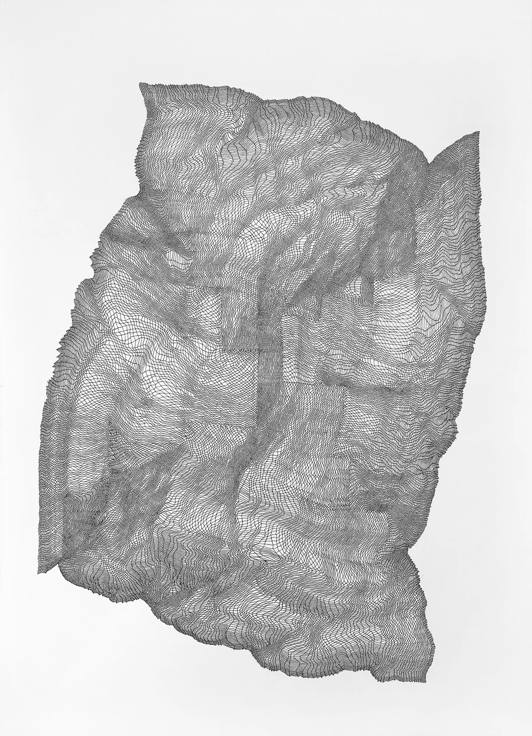 Zigzags 2 , 2016 ink on 140 lb hot press watercolor paper 30 x 22 in (76.2 x 55.9 cm)