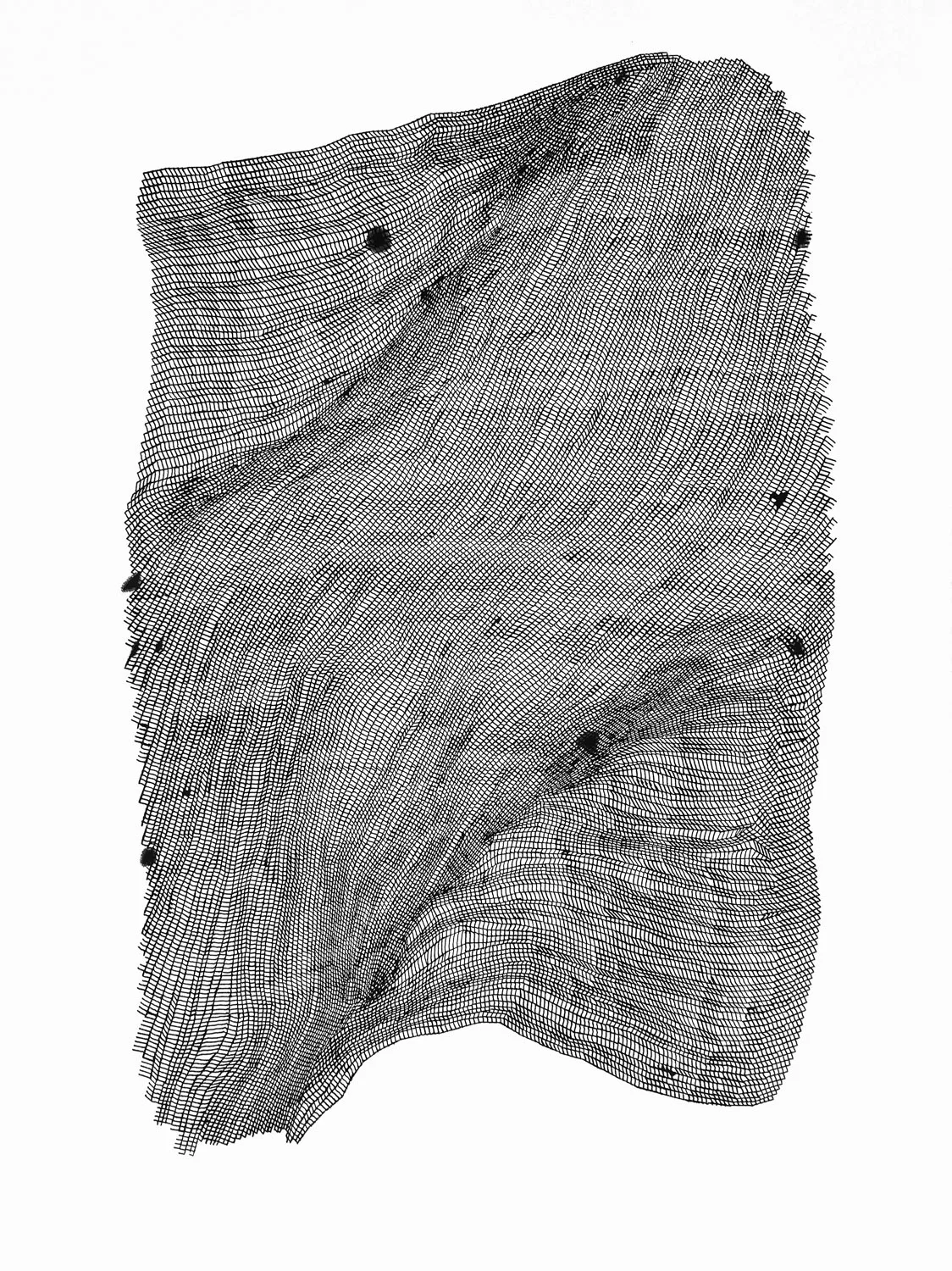 Zigzags 4 , 2016 ink on 140 lb hot press watercolor paper 30 x 22 in (76.2 x 55.9 cm)