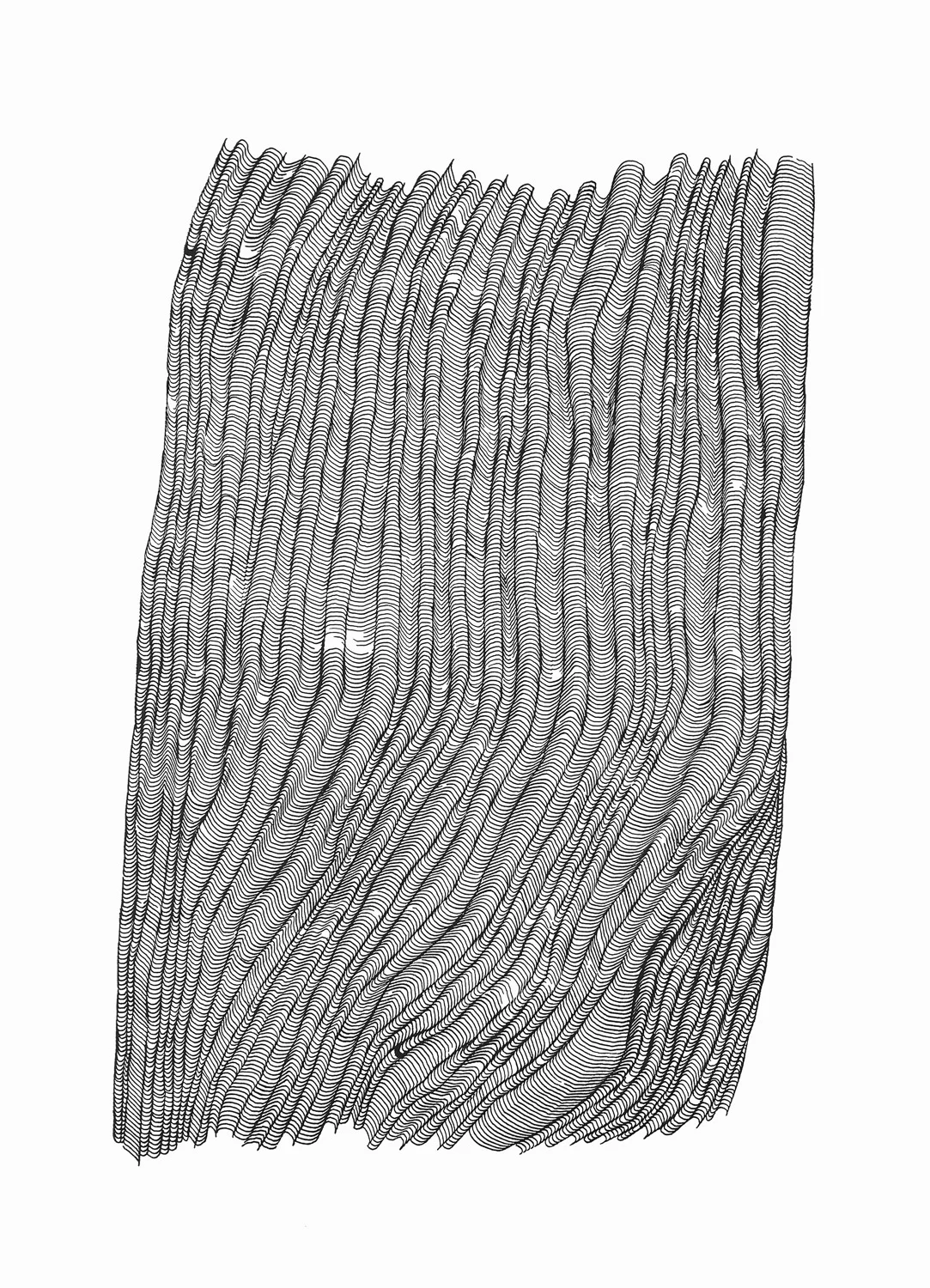 Waves 1 , 2016 ink on 140 lb hot press watercolor paper 30 x 22 in (76.2 x 55.9 cm)