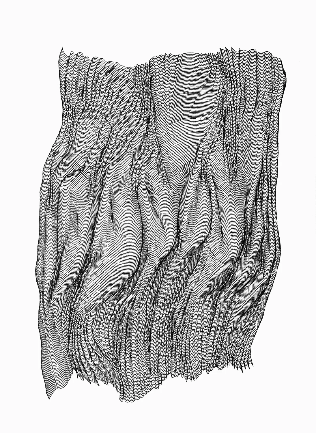 Waves 3 , 2017 ink on 140 lb hot press watercolor paper 30 x 22 in (76.2 x 55.9 cm)