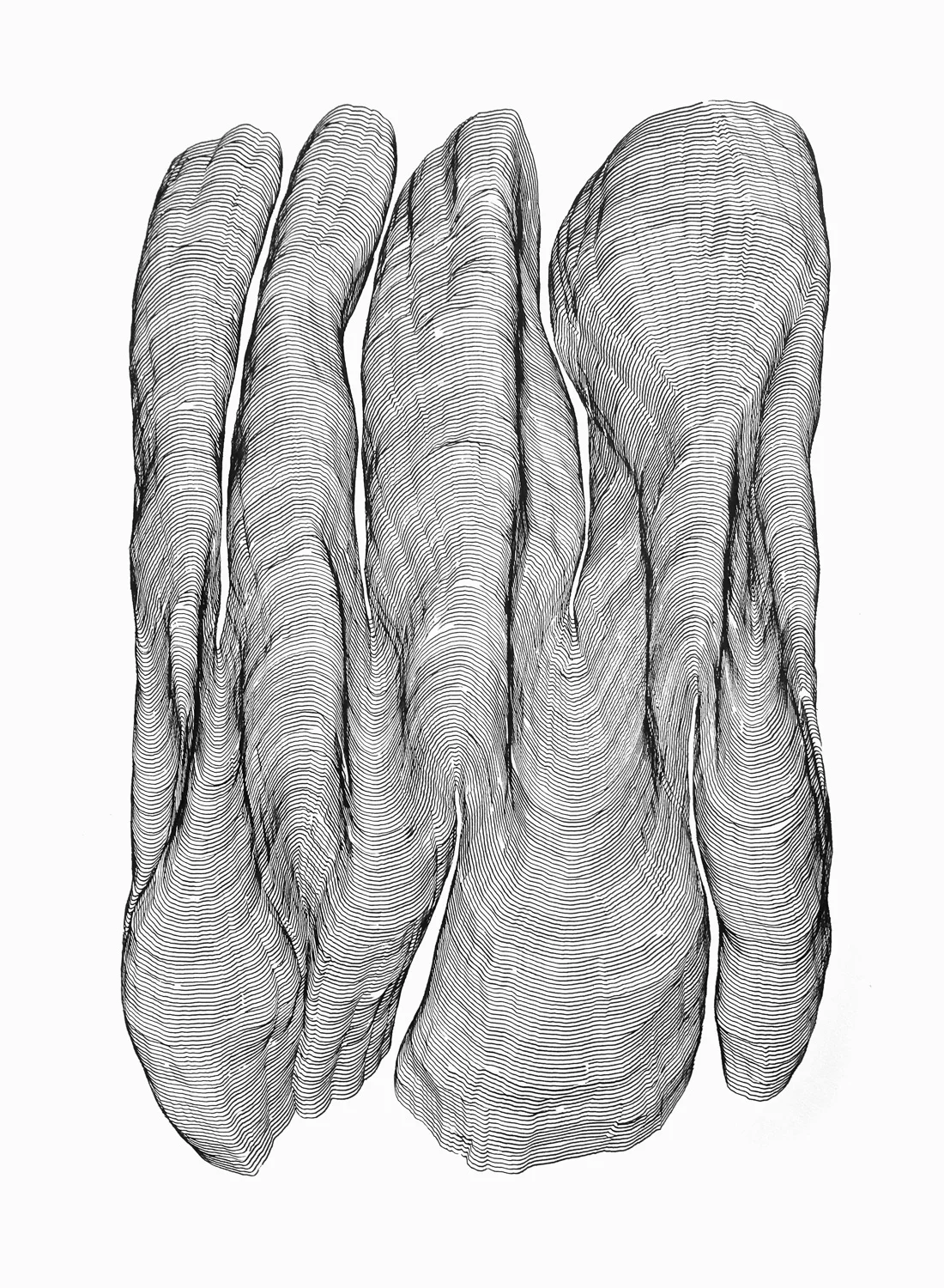 Waves 6 , 2017 ink on 140 lb cold press watercolor paper 30 x 22 in (76.2 x 55.9 cm)